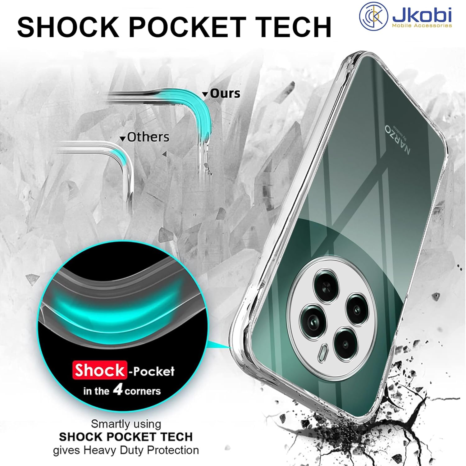 Protect Back Cover for Realme Narzo 70 Pro (Silicone Clear Shockproof Case with Camera Protection | Soft and Flexible | Transparent