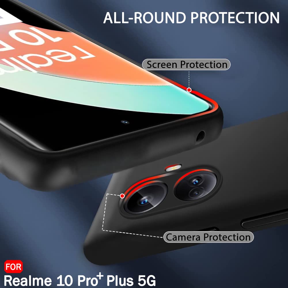 Protect Sleek Back Cover Case for Realme 10 Pro Plus 5G | Slim Fit Protective Design | Ultra Matte Finish | Camera Protection Bump | Soft Silicon Back Case