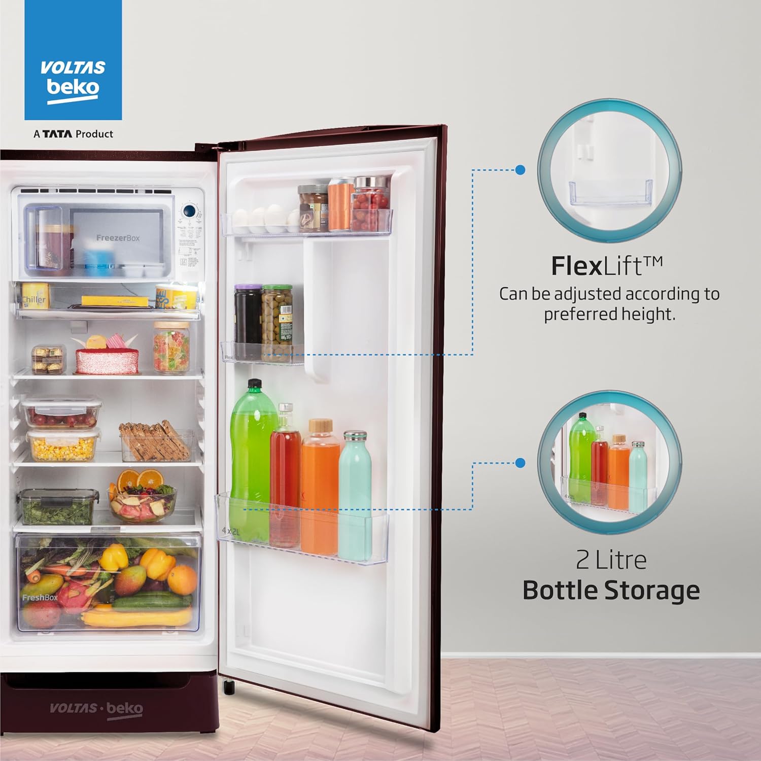 Voltas Beko A TATA Product 183 L 5 Star Made-In-India Direct Cool Refrigerator