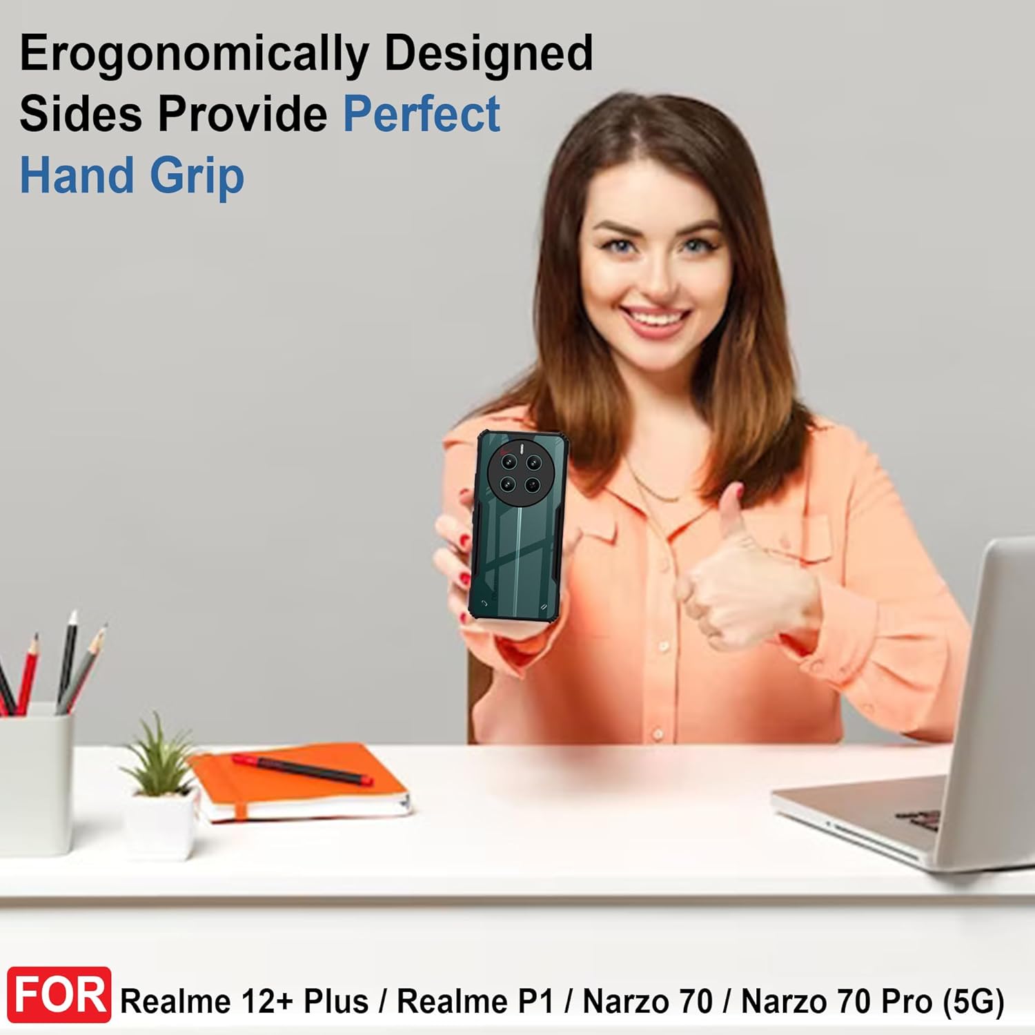 Protect Case for Realme P1 Back Case Cover | Camera Protection Shockproof | Acrylic Crystal Clear 360 Degree Protection