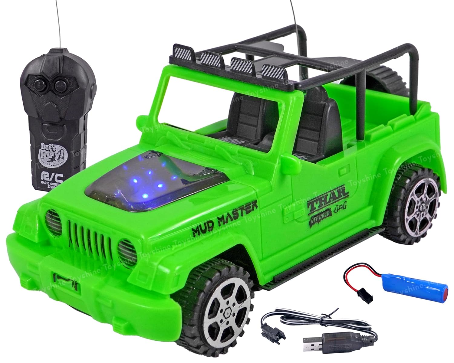 Toyshine 1:18 RC Scale Remote Control Rechargeable Wireless Toy Jeep with Lights