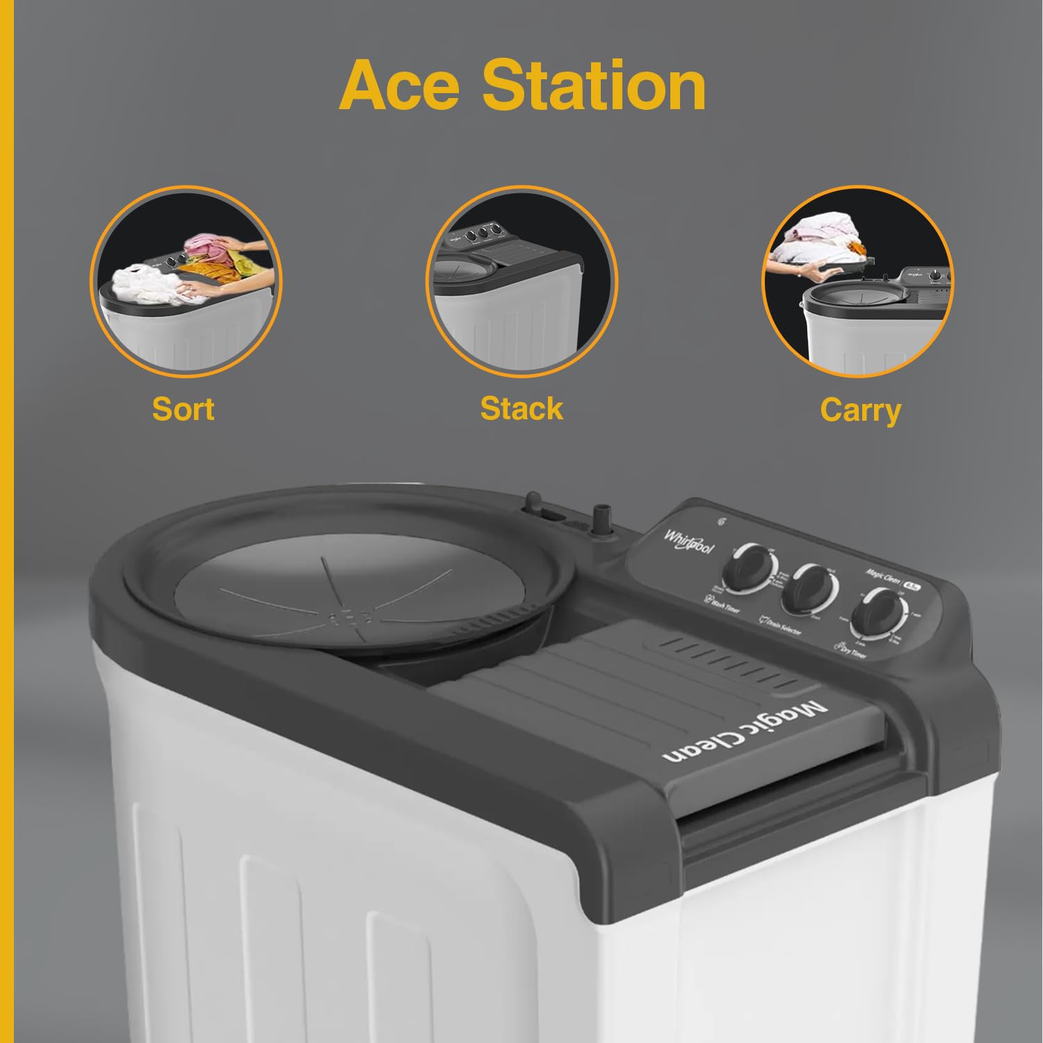 Whirlpool 6.5 Kg 5 Star Ace Supreme Semi-Automatic Top Loading Washing Machine
