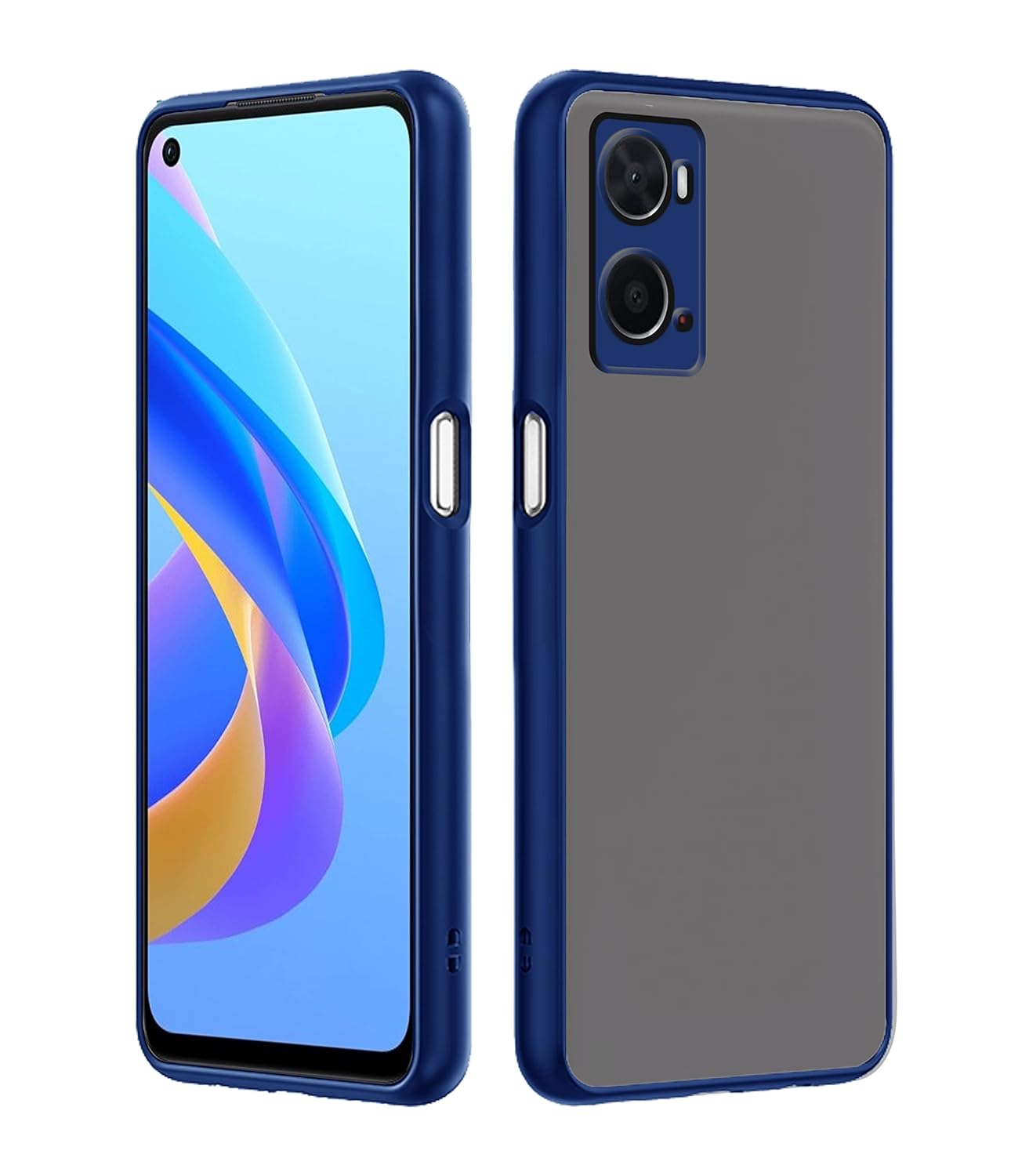Protect Oppo A76 / Oppo A96 / Oppo A36 Back Cover | Hybrid Smoked Back | Full Camera Protection | Raised Edges | Super Soft-Touch | Bumper Case