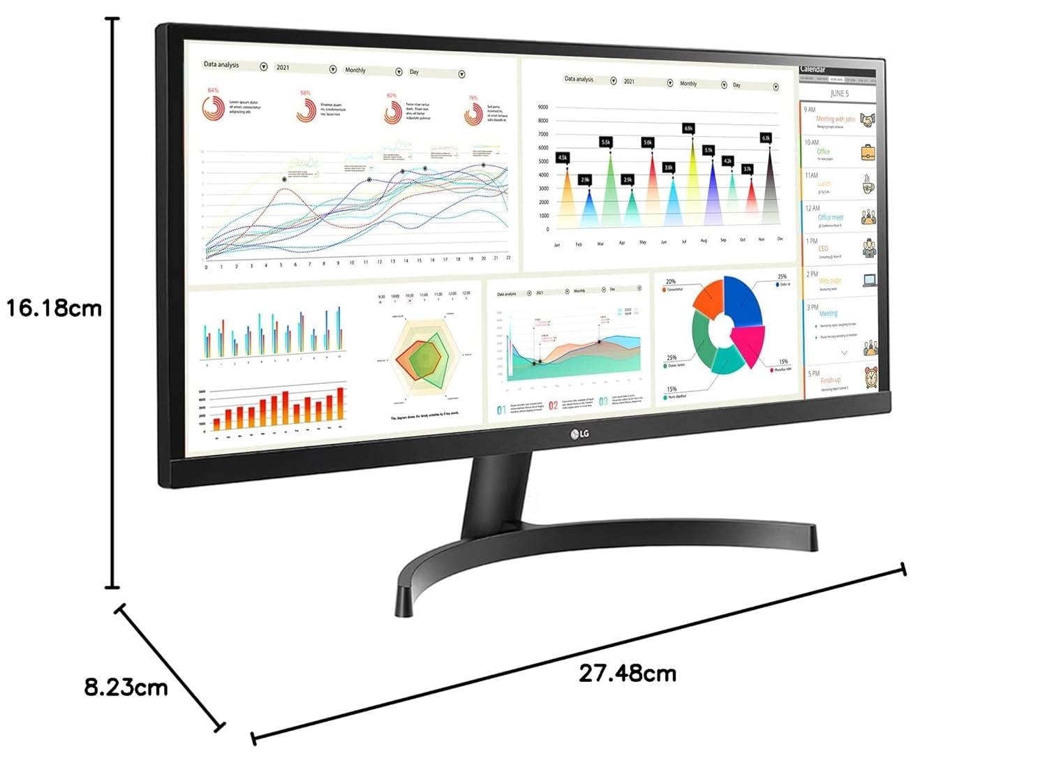 LG WFHD LED Backlit IPS Panel with HDR 10, Black Stabilizer, Dynamic Action Sync, Dual Controller, OnScreen Control Immersive UltraWide Monitor