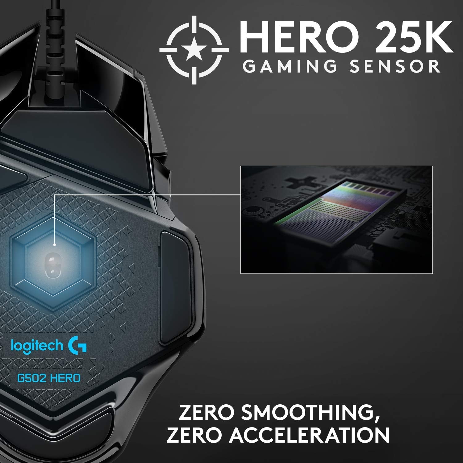 Logitech G502 Hero / Hero 25K Sensor, Adj DPI Upto 25600, RGB, 11 Programmable Buttons Wired Optical Gaming Mouse