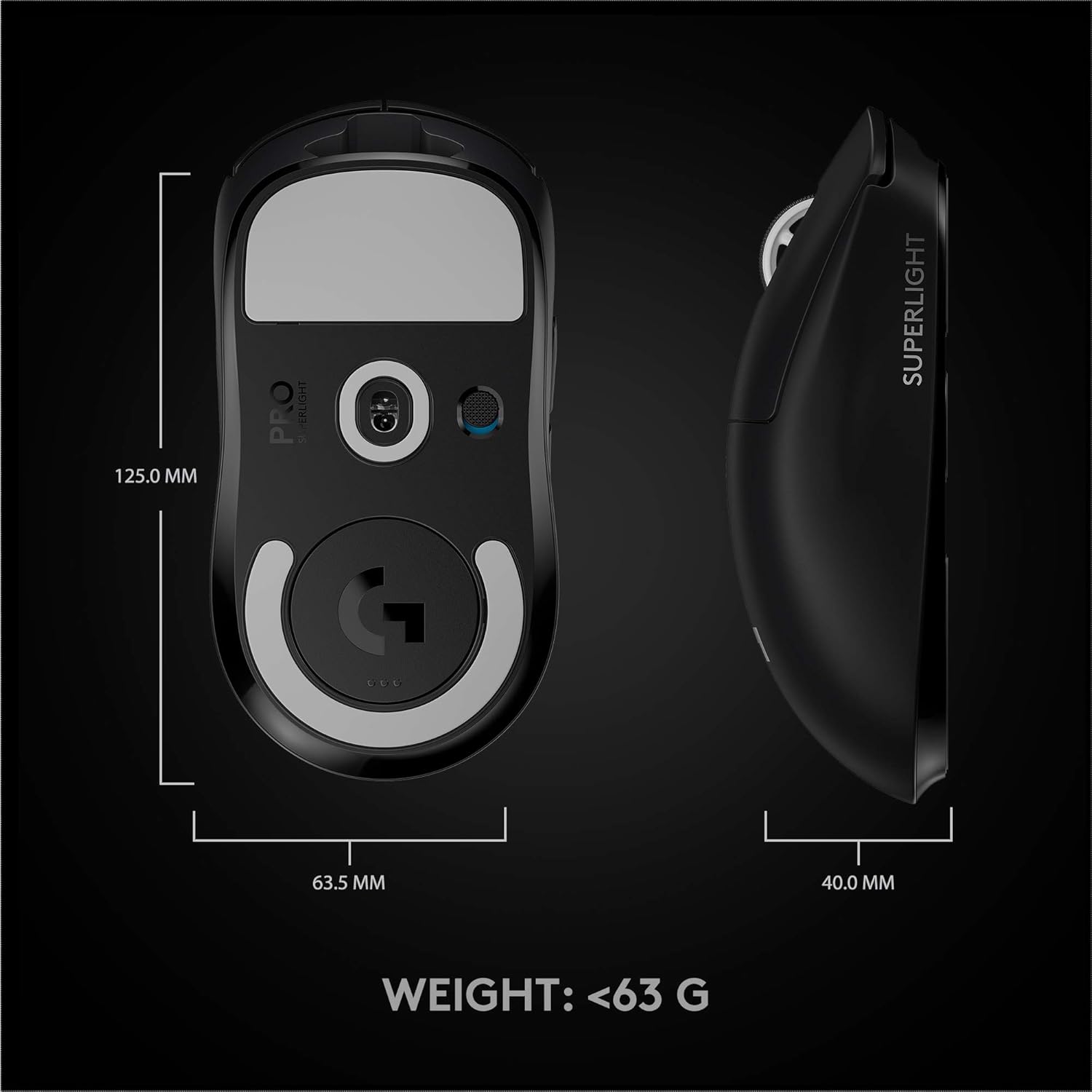 Logitech G PRO X Superlight / Hero 25K Sensor, Adj DPI 25.6K DPI, 5 Programmable Buttons Wireless Optical Gaming Mouse