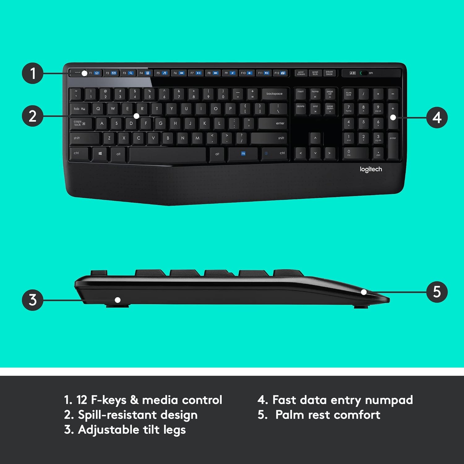 Logitech MK345/Wireless Compact,Win Mac,Desktop,Tablet,Smartphone,LaptopCompatible Wireless Laptop Keyboard (Black)