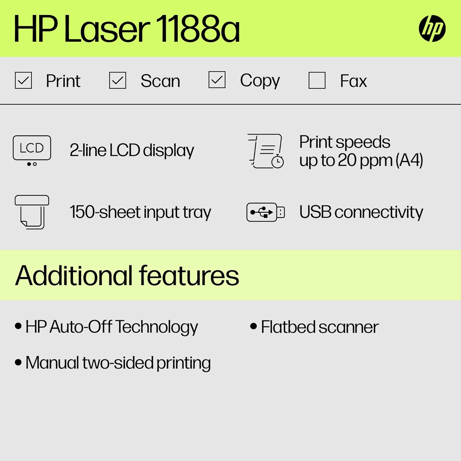 HP MFP 1188A Multi-function Monochrome Laser Printer (Toner Cartridge, 4 Ink Bottles Included)