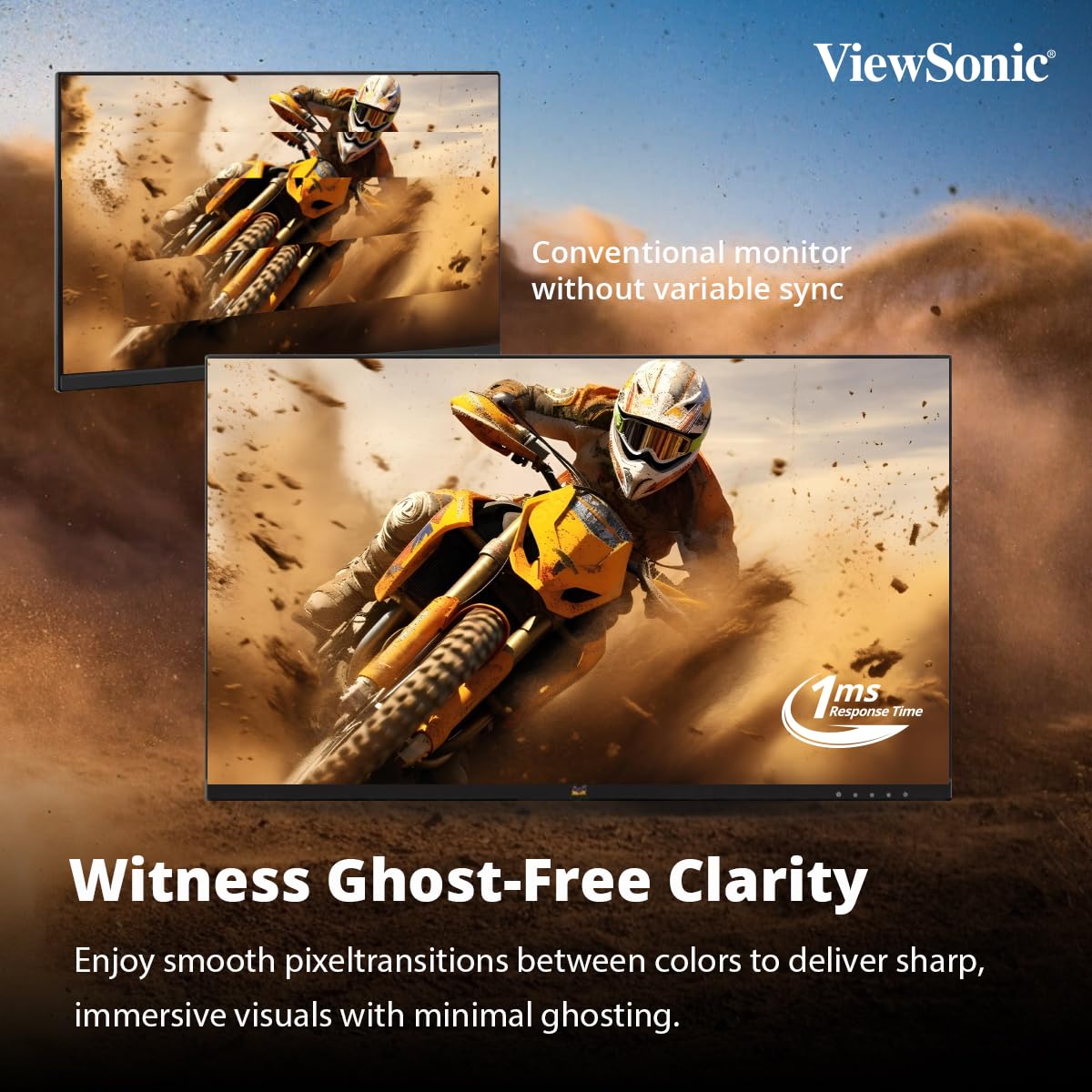 ViewSonic Full HD IPS Panel with HDR10, 104 sRGB, Eye Care, Wall Mount, Tilt, 2 x HDMI, 1 x Display Port, Wide View Angle Gaming Monitor