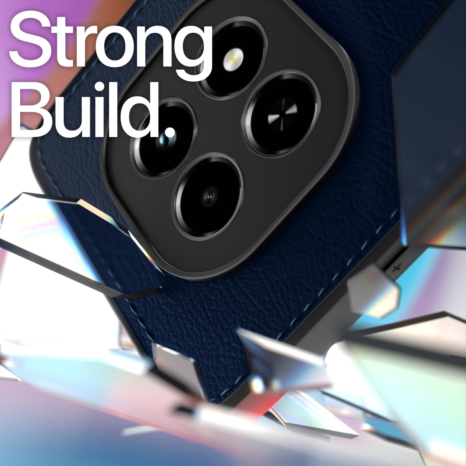 Protect Flexible Pu Leather | Full Camera Protection | Raised Edges | Super Soft-Touch | Bumper Case for Realme C63 5G