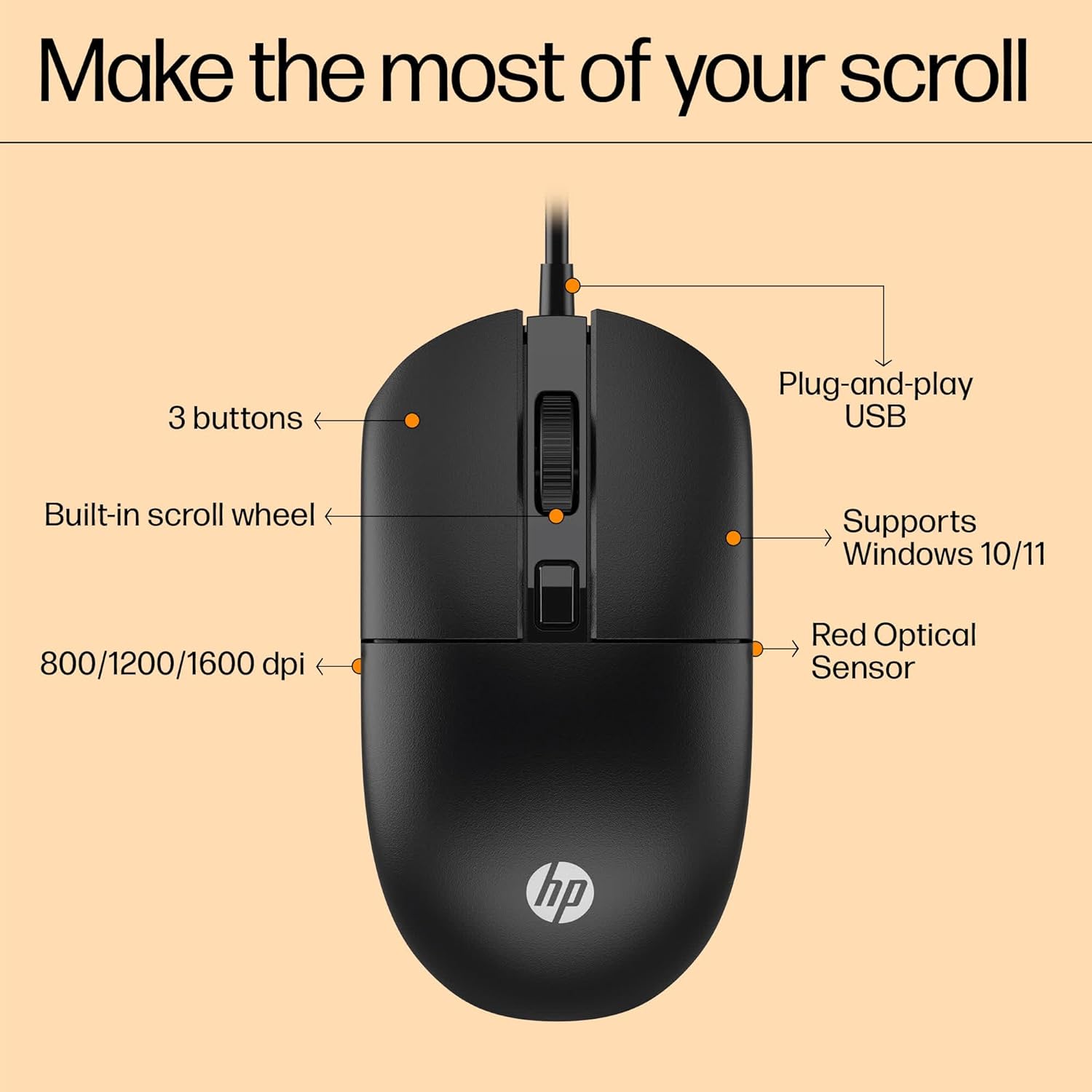 HP M070 Wired Mechanical Mouse