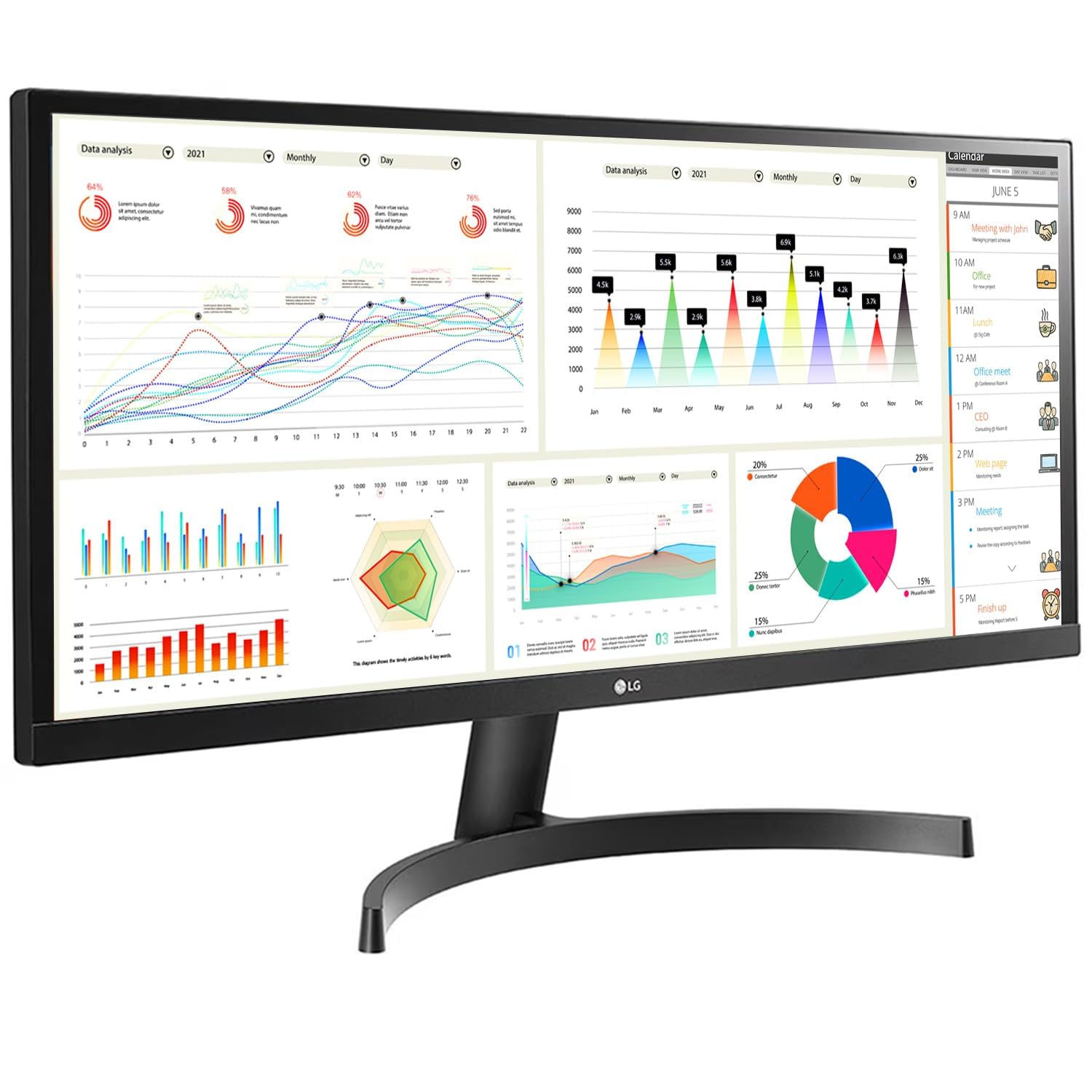 LG WFHD LED Backlit IPS Panel with HDR 10, Black Stabilizer, Dynamic Action Sync, Dual Controller, OnScreen Control Immersive UltraWide Monitor