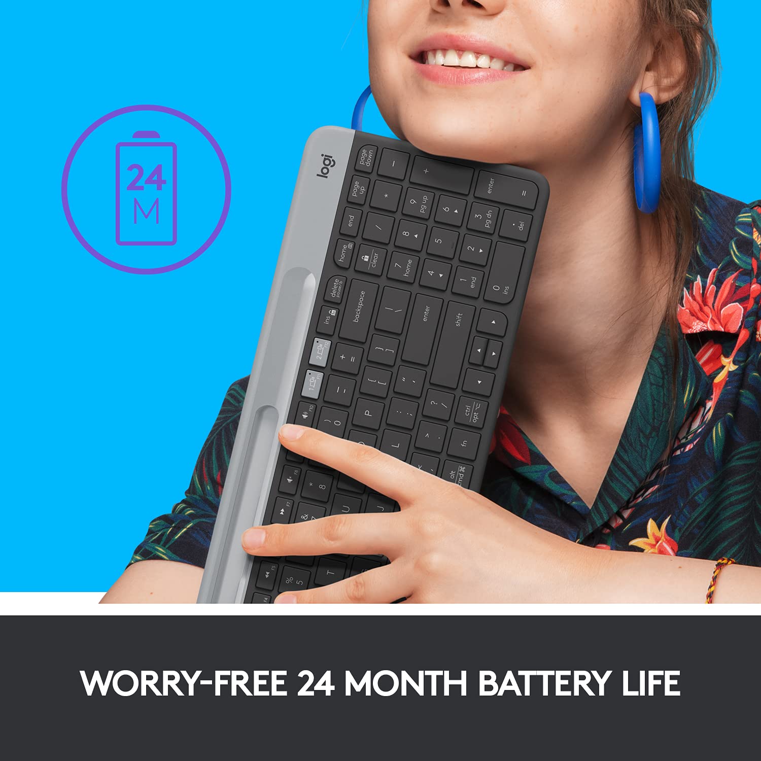 Logitech K580/Bluetooth Compact,Win Mac,Desktop,Tablet,Smartphone,LaptopCompatible Wireless Multi-device Keyboard