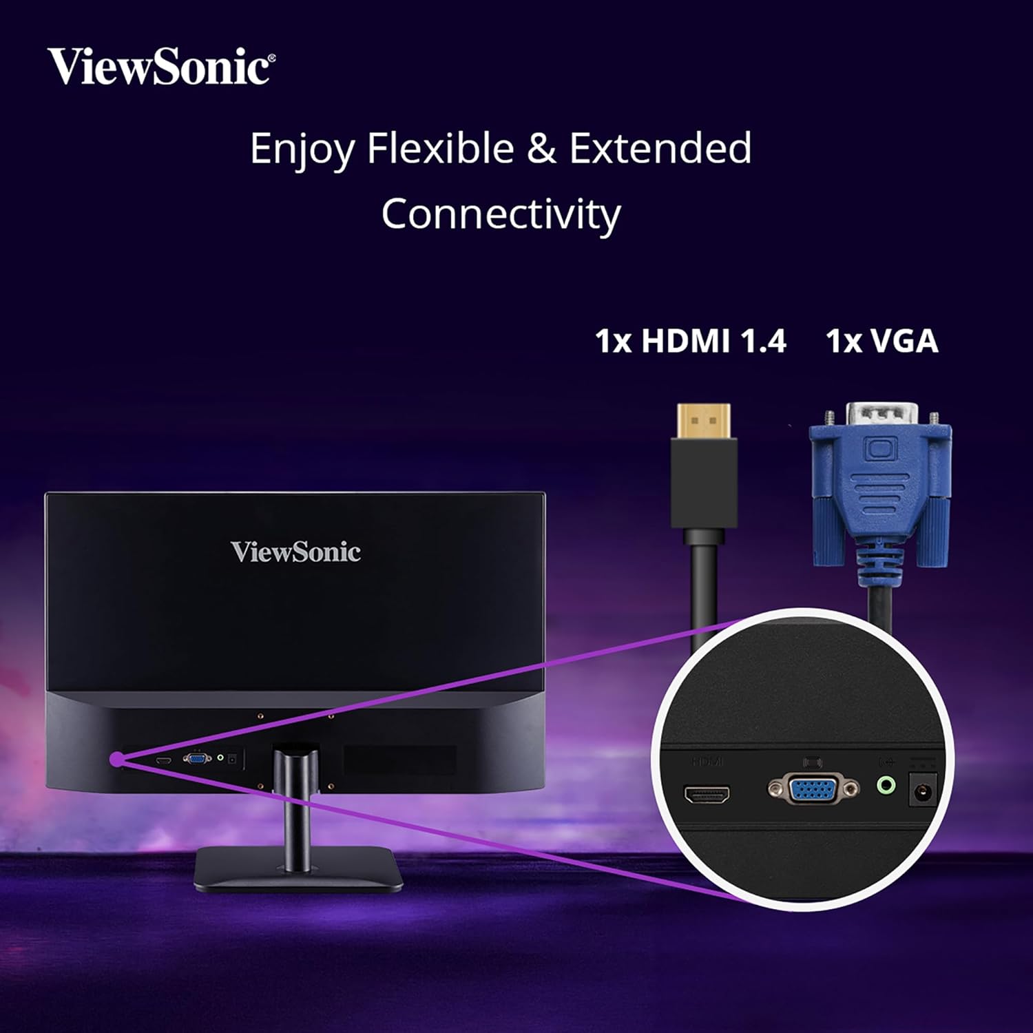 ViewSonic Full HD LED Backlit IPS Panel with 2X2W Inbuilt Speakers, HDMI, VGA, Wall Mount, View Mode, Eye-Care, Flicker Free, sRGB 105%, Bezel Less Monitor