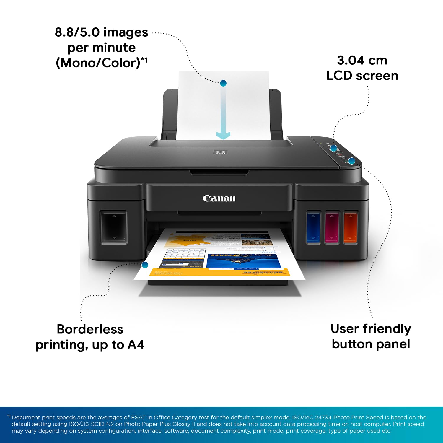 Canon PIXMA MegaTank/Ink Efficient G2012 Multi-function Color Ink Tank Printer (Color Page Cost: 0.32 Rs. | Black Page Cost: 0.09 Rs.) with 2 additional Black (6 Ink Bottles Included)