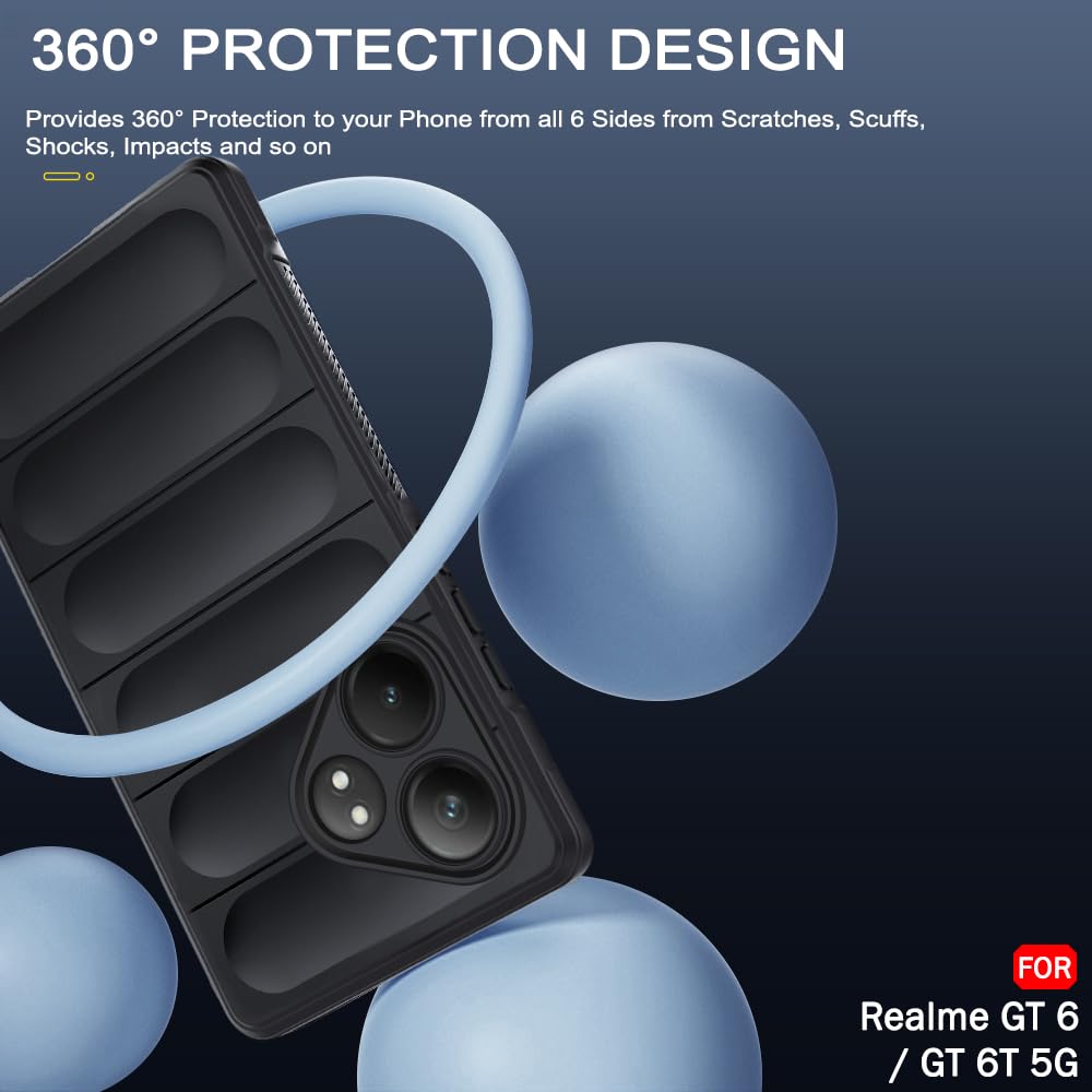 Protect Liquid Silicon Back Cover Case for Realme GT 6 / GT 6T 5G | Shockproof Military Grade Protection | Micro-Fibre Cloth On Inner Side | Anti-Slip Grip Realme GT 6T 5G Back Case