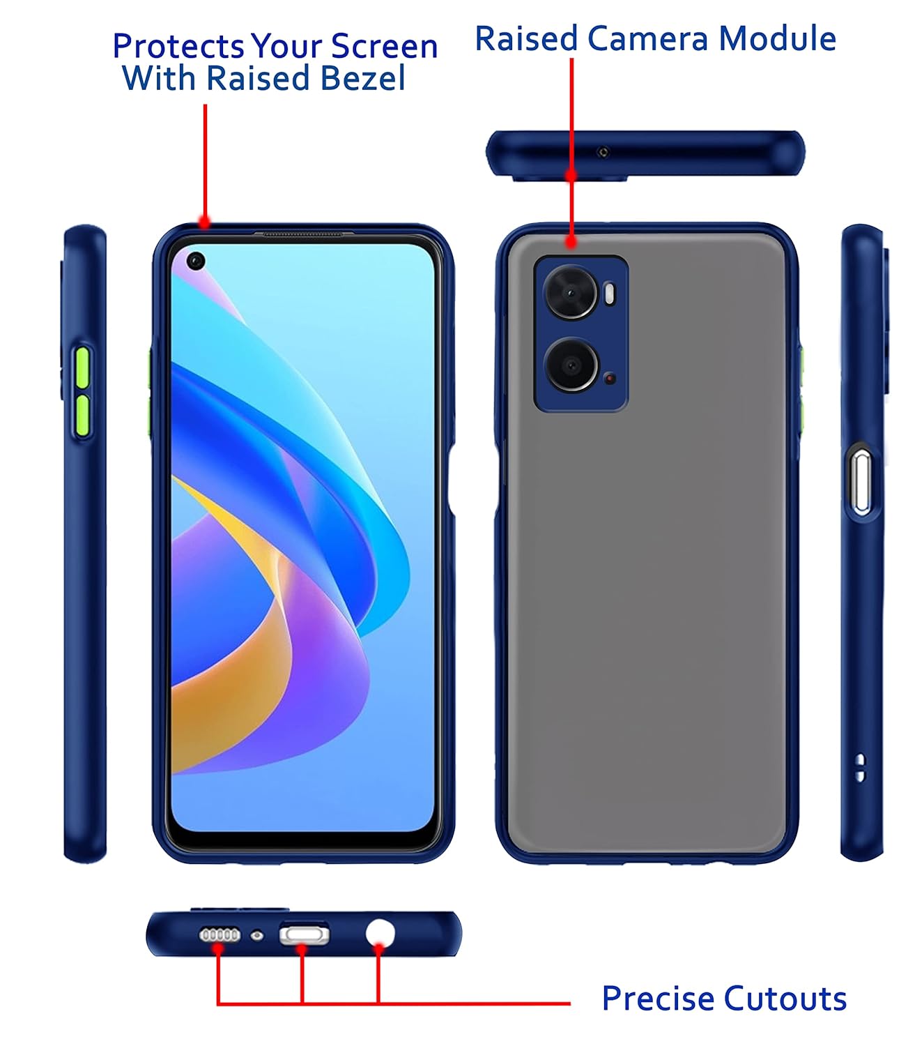 Protect Oppo A76 / Oppo A96 / Oppo A36 Back Cover | Hybrid Smoked Back | Full Camera Protection | Raised Edges | Super Soft-Touch | Bumper Case