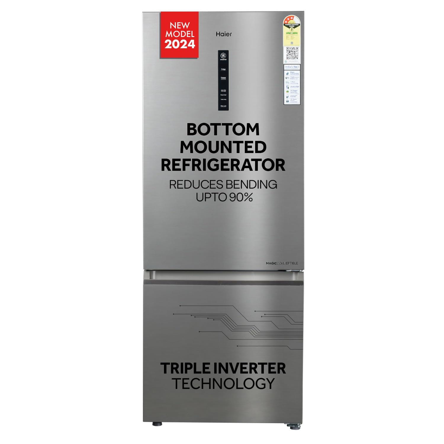 Haier 325 L, 3 Star, Convertible 14-in-1 Triple Inverter Double Door Refrigerator
