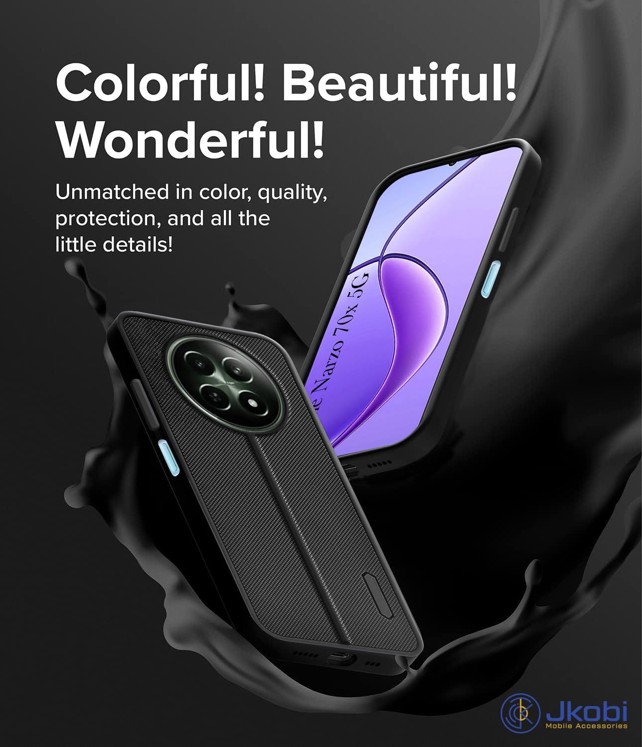 Protect Back Cover Case for Realme Narzo 70x 5G (Textured Grip Design | Camera Protection | Slim and Light Weight | Soft Touch and Feel