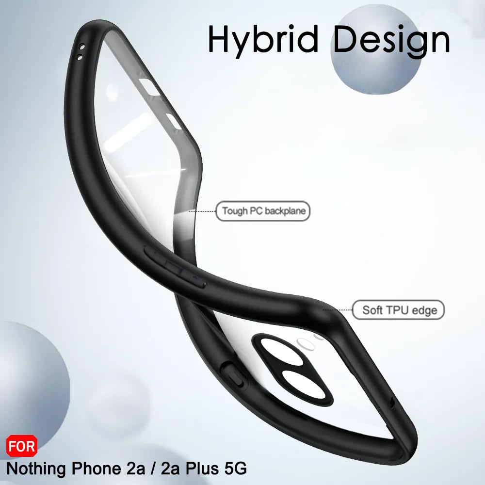Protect Ultra-Hybrid Shockproof Back Cover Case for Nothing Phone 2a Plus | Camera Protection Bump | Hard Back Cover for Nothing Phone 2A (PC & TPU, Crystal Clear Back, Black Sides)