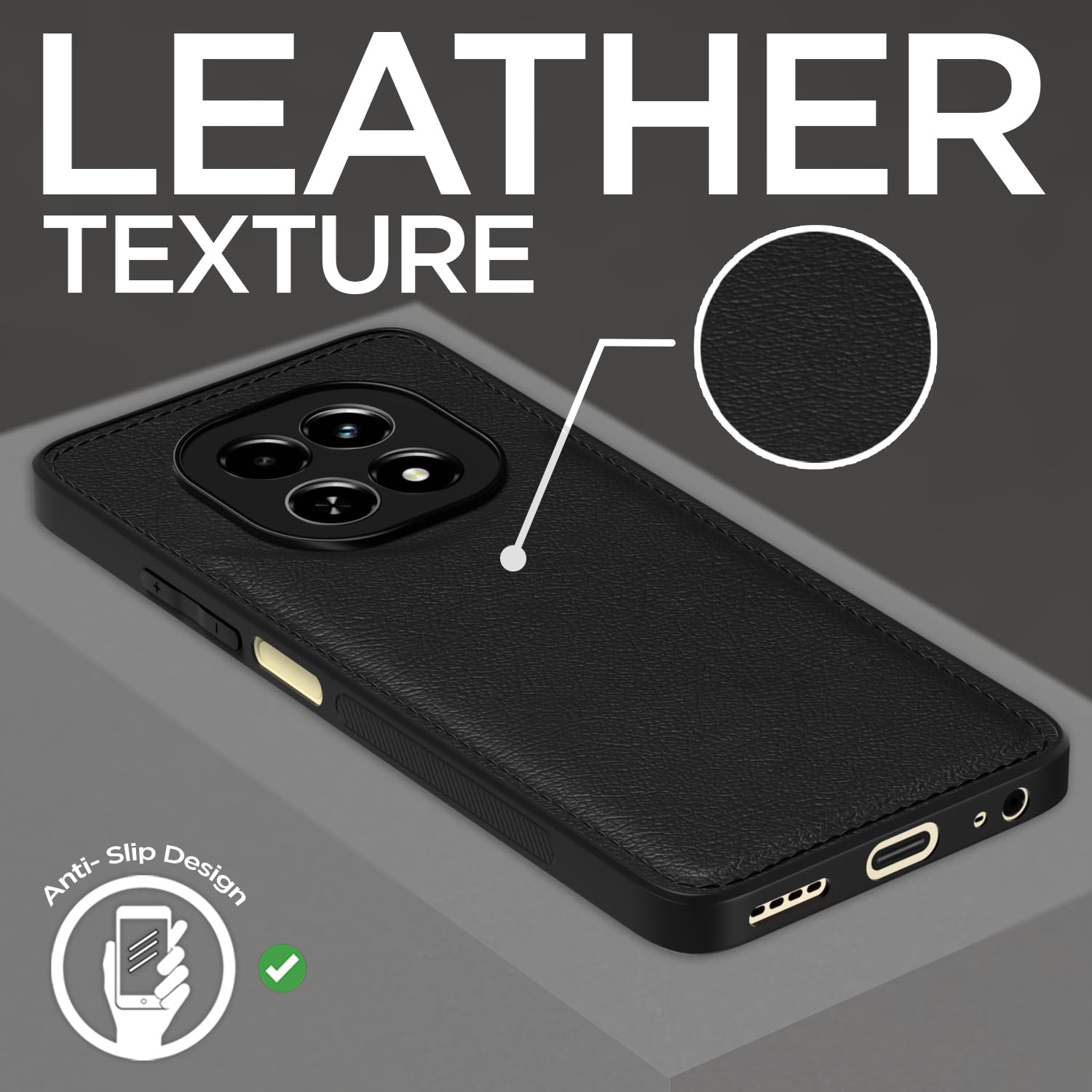 Protect Flexible Pu Leather | Full Camera Protection | Raised Edges | Super Soft-Touch | Bumper Case for Realme C63 5G