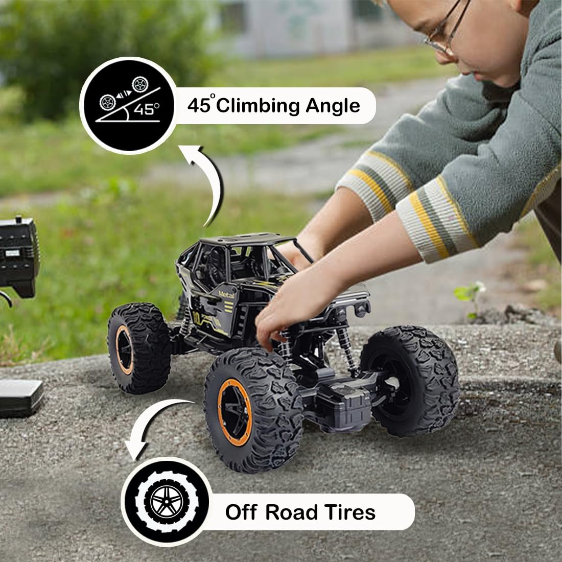 Wembley Rc Monster Truck Remote Control Car for Kids Rock Crawler 5 Function 1:18 Rc Car Toys for Boys 2Wd Offroad High Speed Remote Car