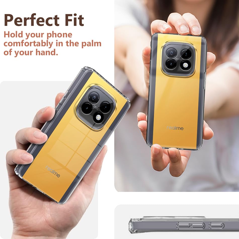 Protect Shockproof Crystar Clear Back Cover Case Cover for Realme Narzo 70 Turbo 5G | Transparent Back Cover