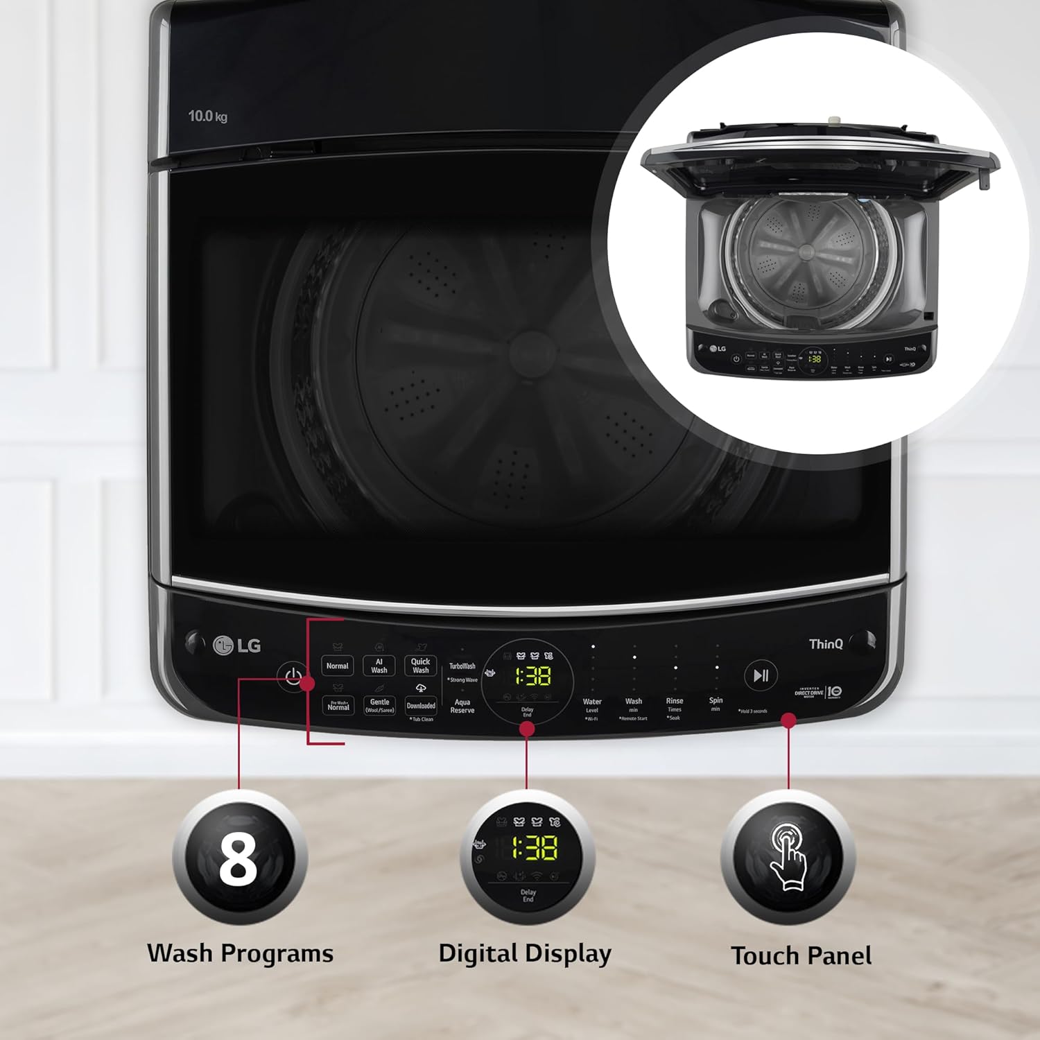 LG 10 Kg 5 Star Inverter Wi-Fi Fully-Automatic Top Load Washing Machine