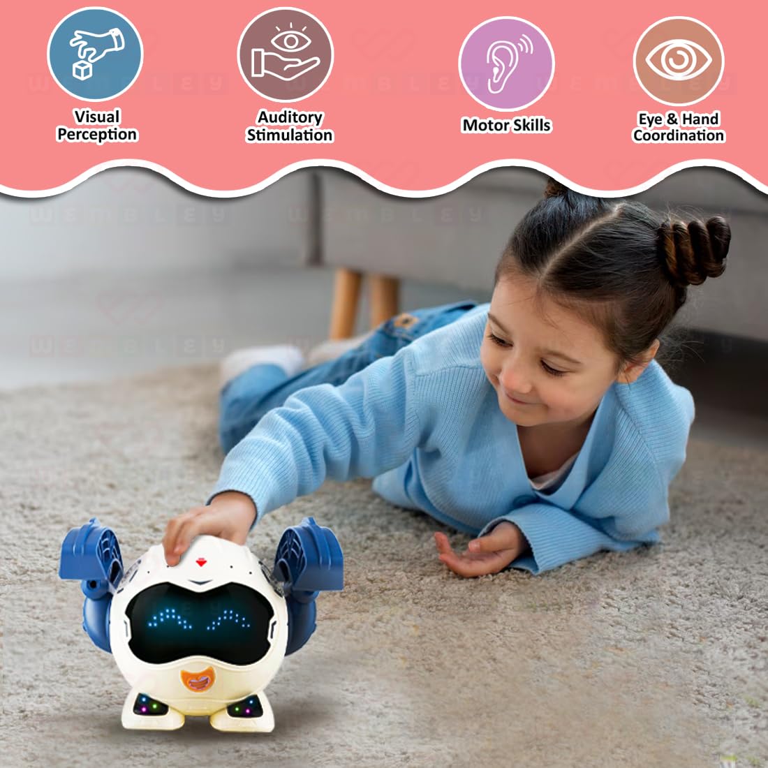 Wembley Tumbling Rolling Robot Toy for Kids Baby 2 3 4 5+ Clap to Dance Rotates