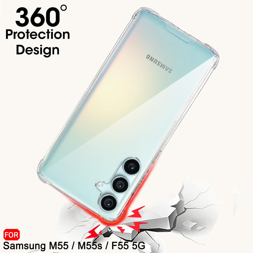 Protect Crystal Clear Back Cover Case for Samsung Galaxy M55 / M55s / F55 5G | 360 Degree Protection | Shock Proof Design