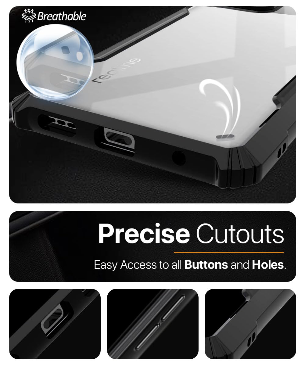 Protect Shock Proof Clear Protective Back Case for Realme GT 6T 5G | Realme GT 6 - AirEDGE Technology | 360 Degree Camera Protection | Transparent Hybrid Back Case Mobile Cover