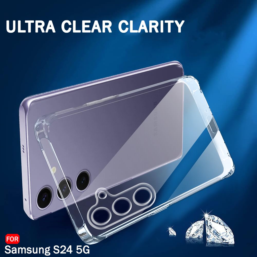 Protect Back Cover Soft Case for Samsung Galaxy S24 5G | Best Camera Protection | Inbuilt Dust Plugs & Anti-Slip Grip | Ultra Clear Slim Back Cover Case