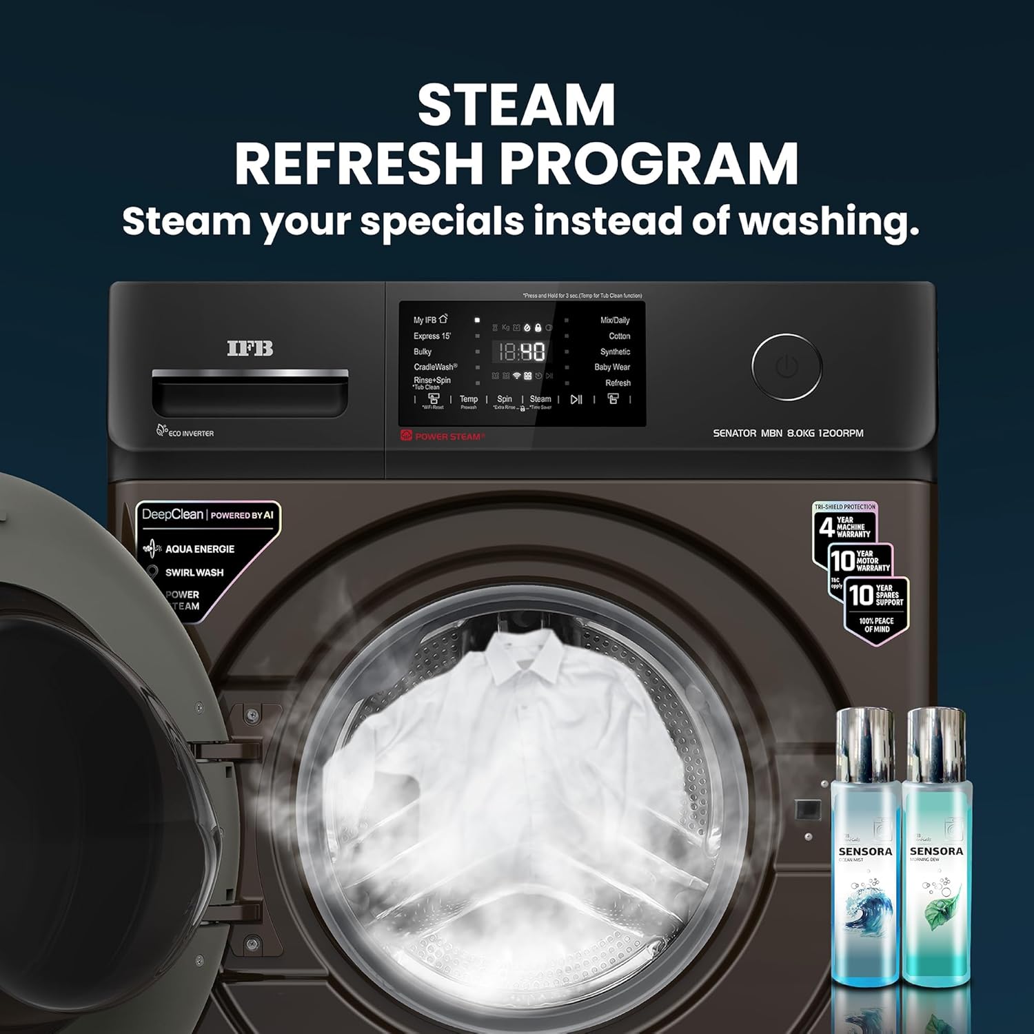 IFB 8 Kg 5 Star Powered by AI with 9 Swirl Wash, WiFi, Fully Automatic Front Load Washing Machine