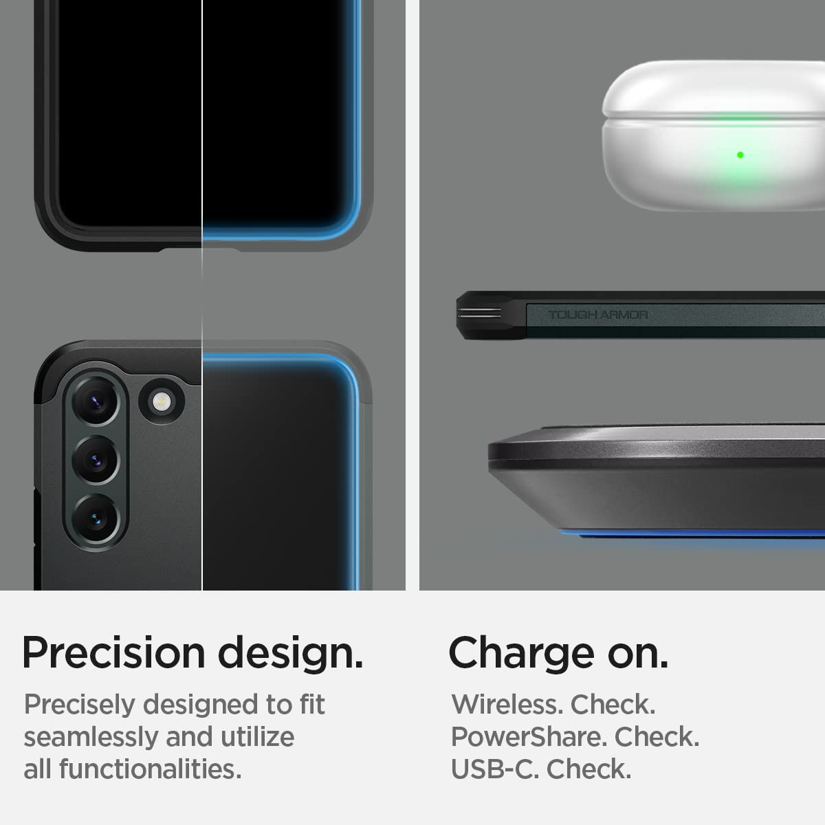 Spigen Tough Armor Back Cover Case Compatible with Galaxy S22