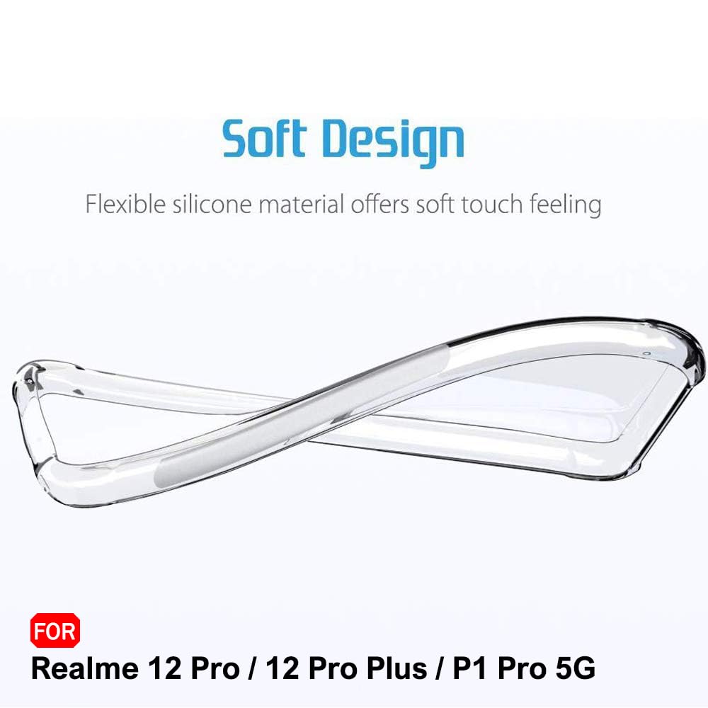 Protect Back Cover For Realme P1 Pro 5G | Shockproof Clear Soft TPU Case | Cushioned Edges Ultimate Protection For Realme 12 Pro Back Cover Case