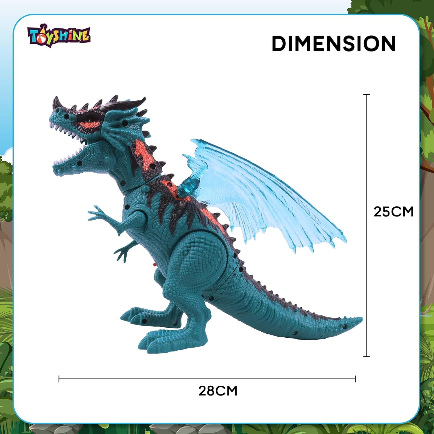 Toyshine Remote Control Walking Dinosaur T-Rex with Water Mist Spray Function Wings Lights and Roaring Sound Electric