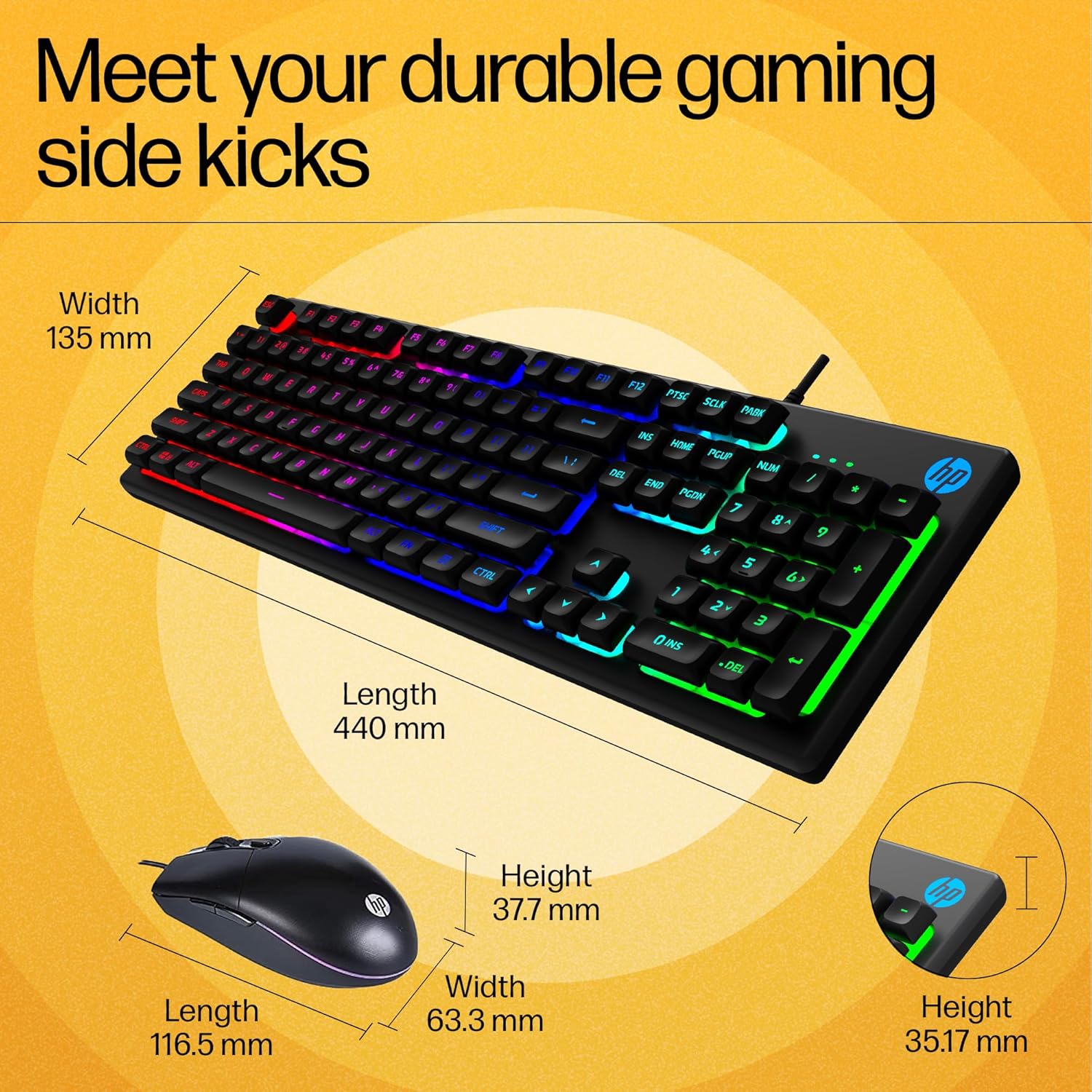 HP KM300F Wired USB Gaming Keyboard and Mouse Combo Set (8AA01AA#ACJ) Wired USB Gaming Keyboard