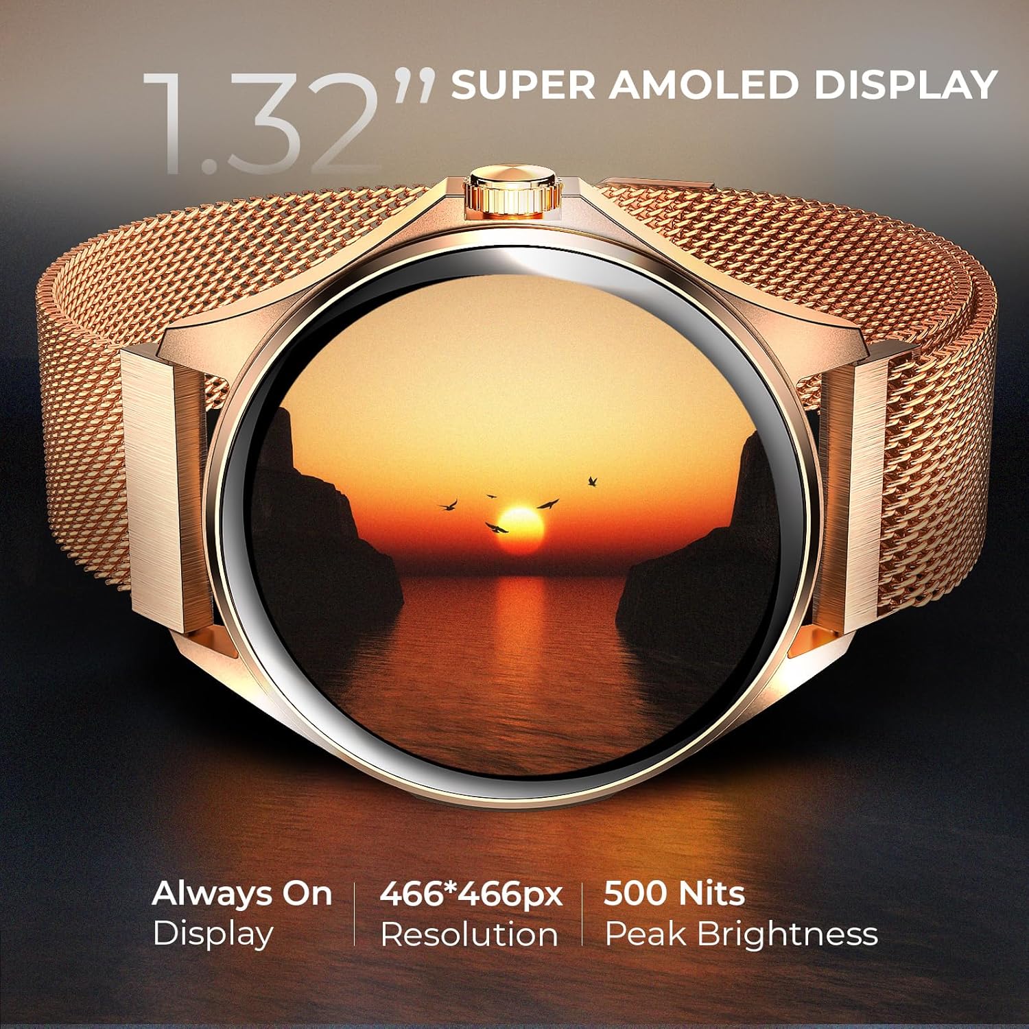 beatXP Nuke 1.32'' Super AMOLED Display, Bluetooth Calling with Health Tracking & IP67 Smartwatch