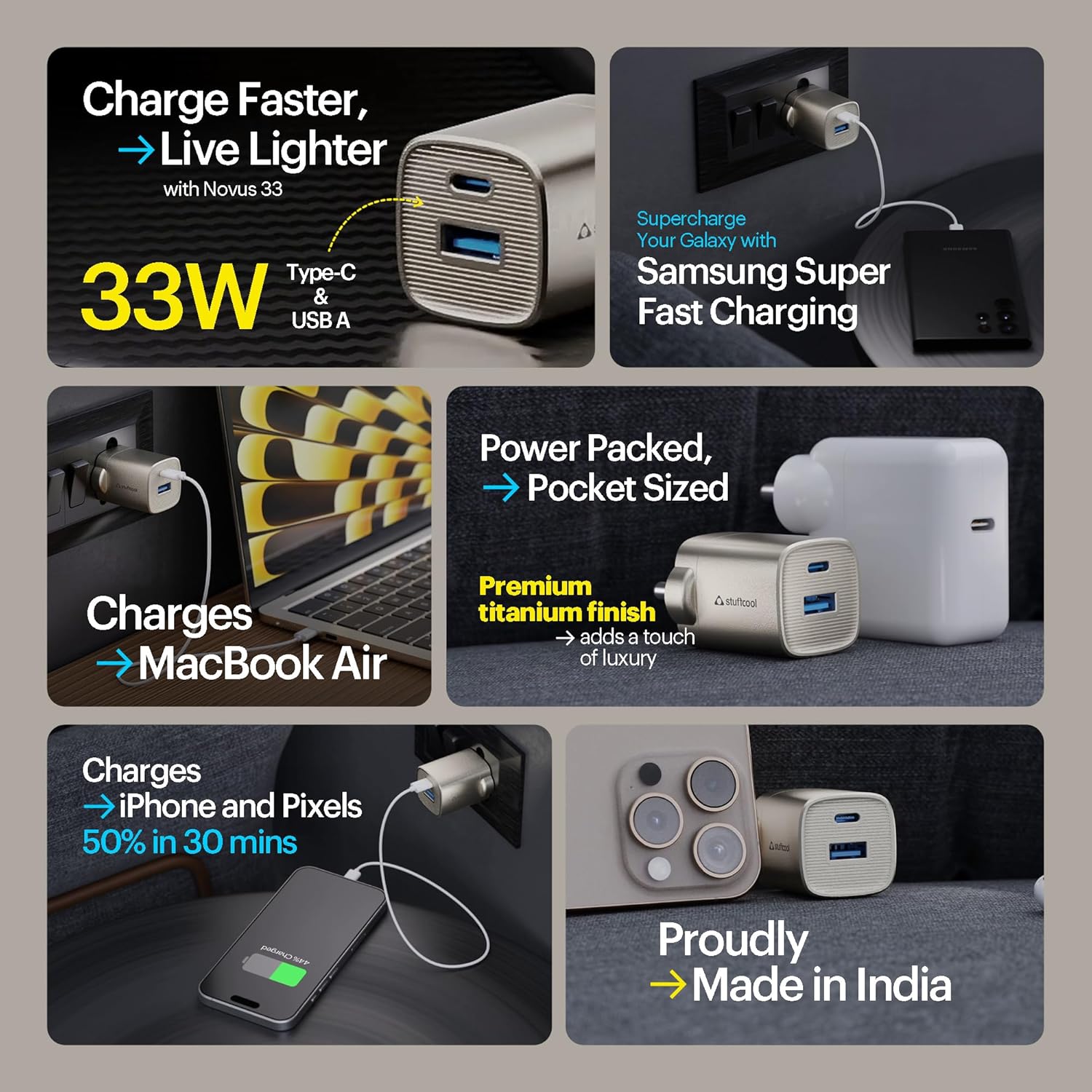 Stuffcool Novus 33W Super Fast GaN Charger