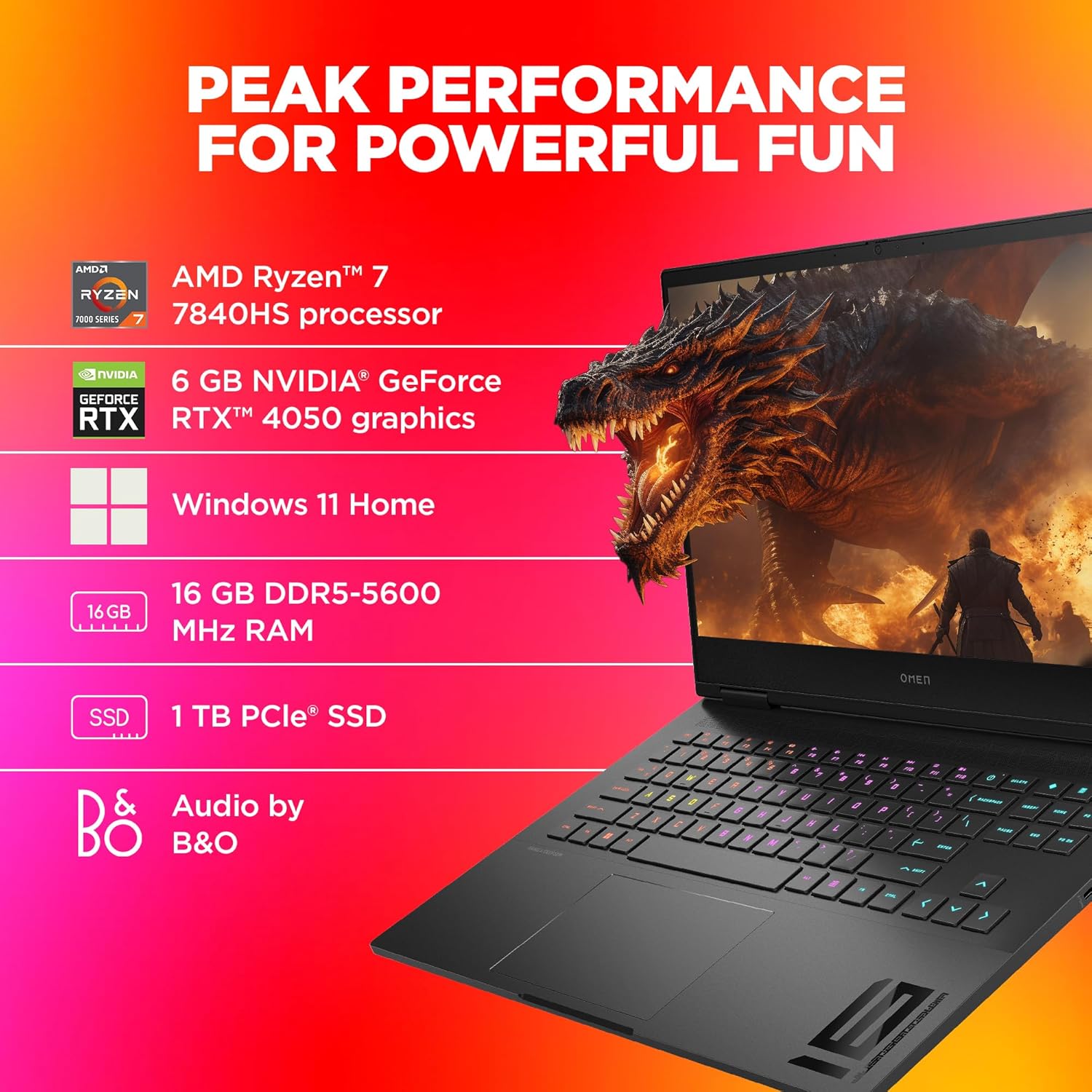 HP Omen AMD Ryzen 7 Octa Core 7840HS 16-xd0015AX Gaming Laptop