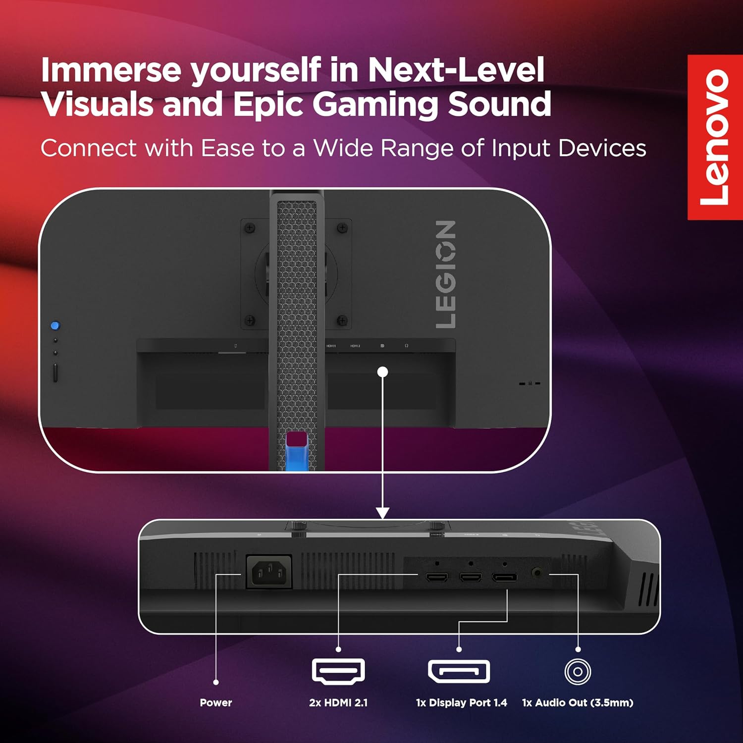 Lenovo R-Series Full HD IPS Panel with 99%sRGB, 90% DCI-P3, 3Wx2 Built-in Speakers, 2xHDMI 2.1,1xDP, Tilt/Swivel/Pivot/Height Adjustable Stand Gaming Monitor