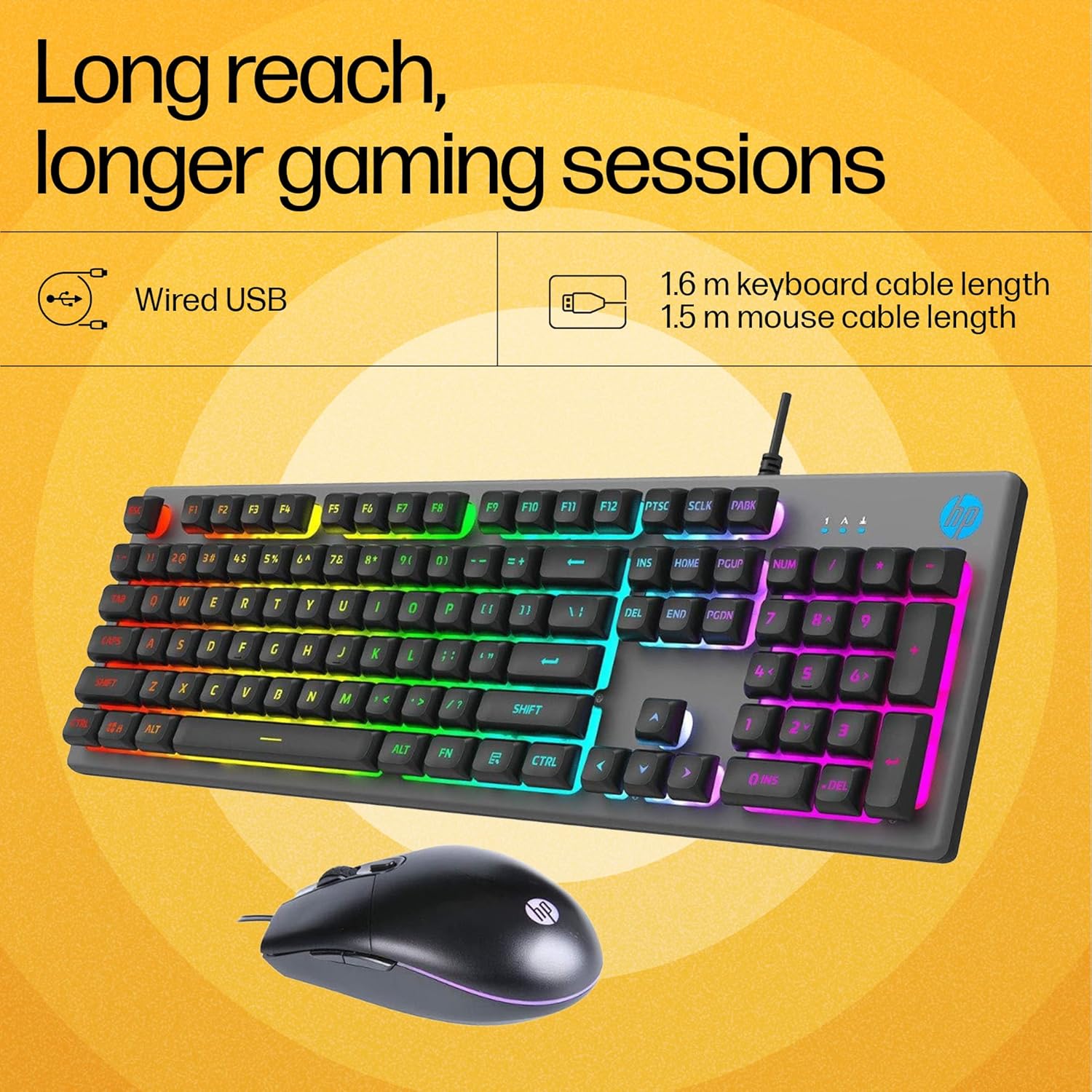 HP KM300F Wired USB Gaming Keyboard and Mouse Combo Set (8AA01AA#ACJ) Wired USB Gaming Keyboard