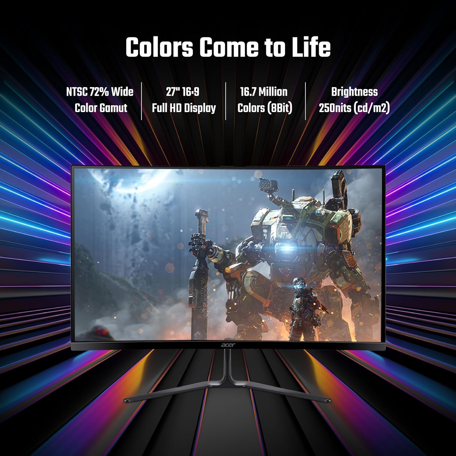 Acer NITRO Curved Full HD LED Backlit VA Panel with HDR10 Support, Vision Care, Display Widget, 1500R Curvature Gaming Monitor