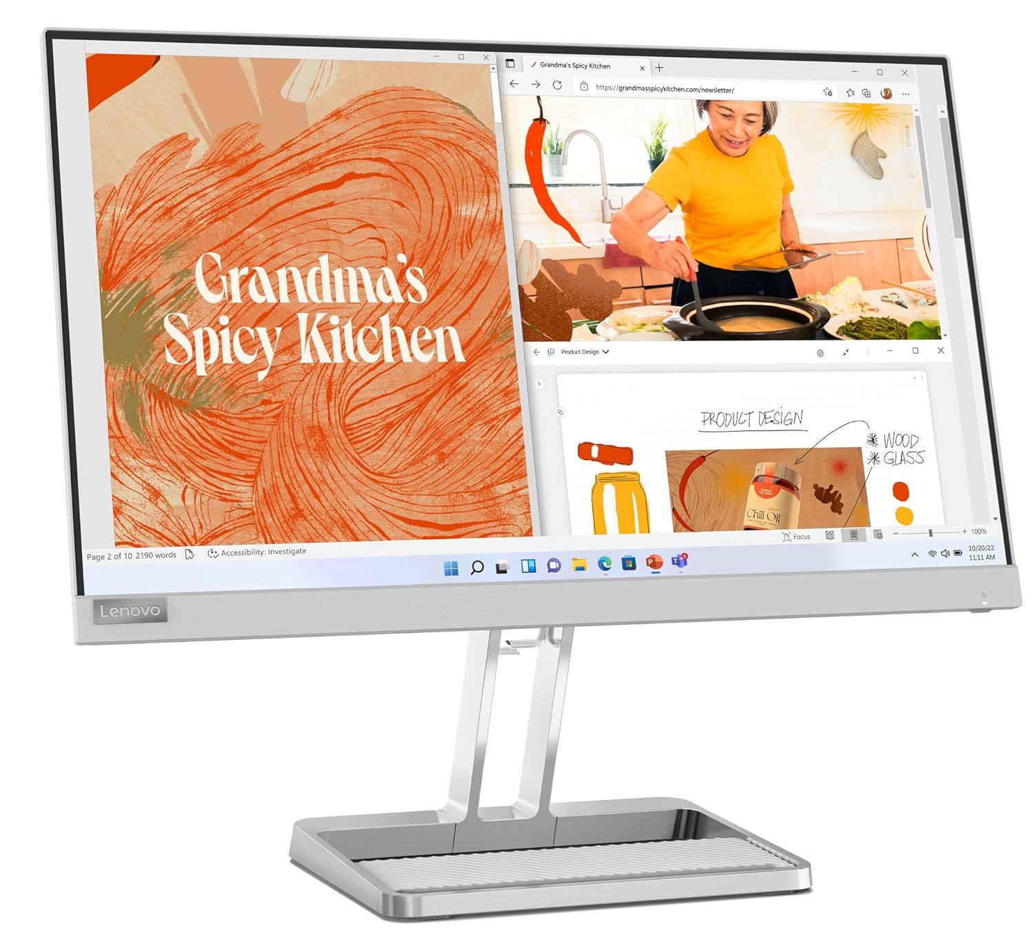 Lenovo L-Series Full HD LED Backlit IPS Panel with 99% sRGB, HDMI 1.4, VGA, 2X3W Speakers,Tilt Stand, for Home & Office use, Ultraslim Monitor