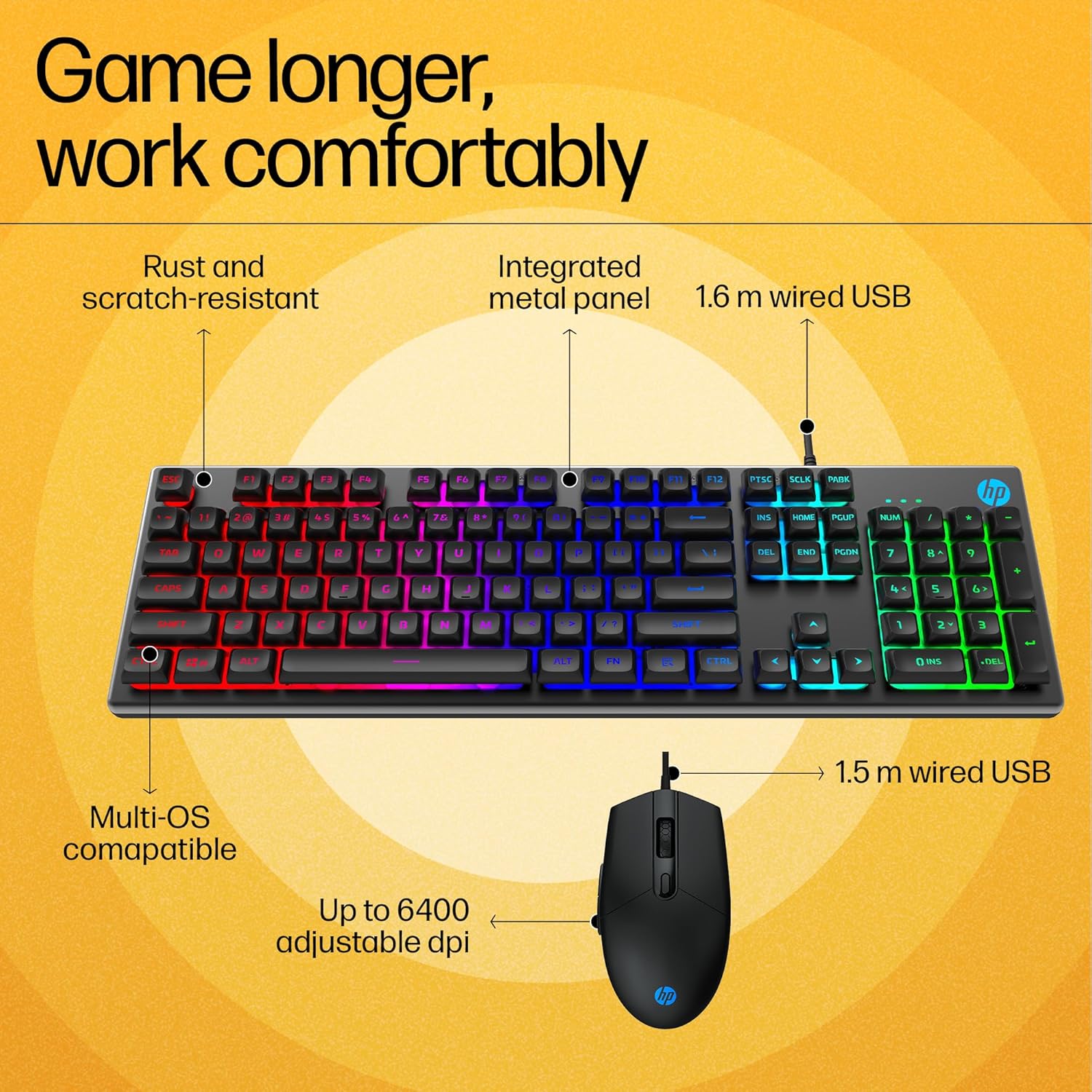 HP KM300F Wired USB Gaming Keyboard and Mouse Combo Set (8AA01AA#ACJ) Wired USB Gaming Keyboard