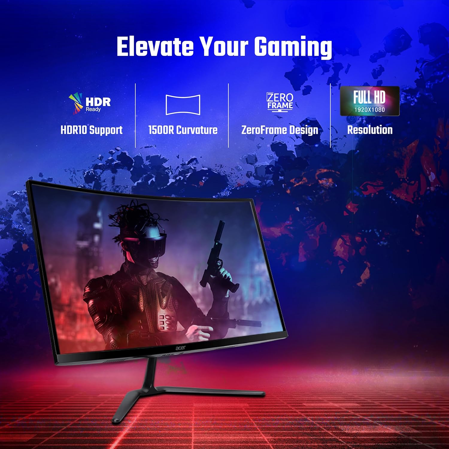 Acer NITRO Curved Full HD LED Backlit VA Panel with HDR10 Support, Vision Care, Display Widget, 1500R Curvature Gaming Monitor
