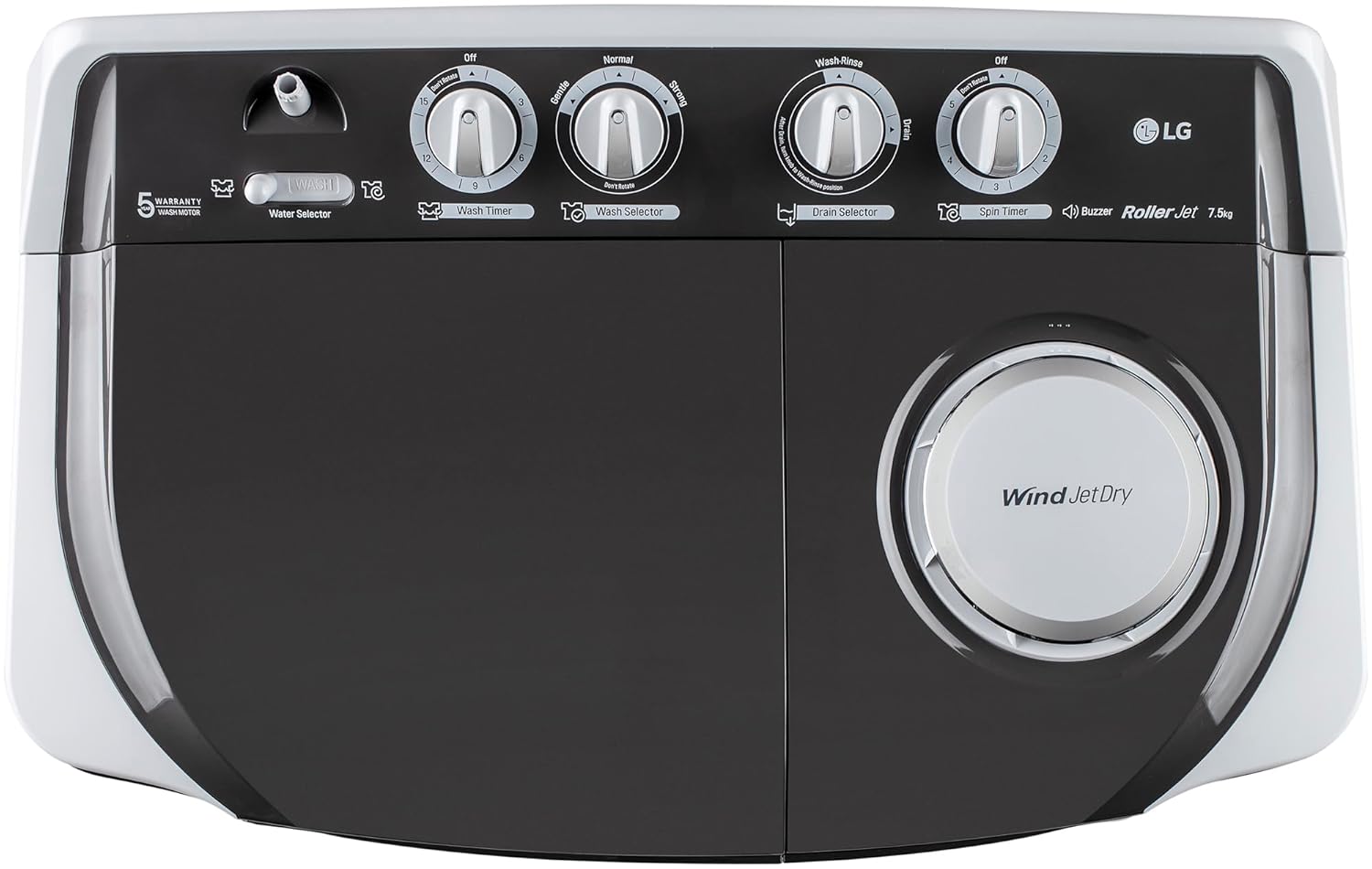 LG 7.5 kg 5 Star Wind jet dry Semi-Automatic Top Load Washing Machine