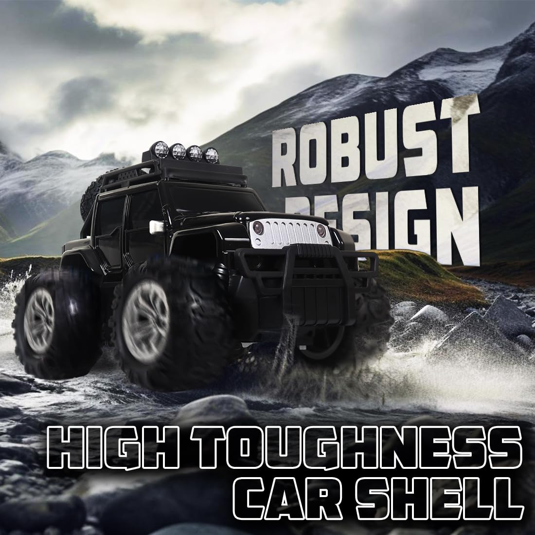 Wembley Monster Truck Remote Control Rc Car Offroad High Speed Racing Car For Kids With 2 Speed And 4 Headlight Modes