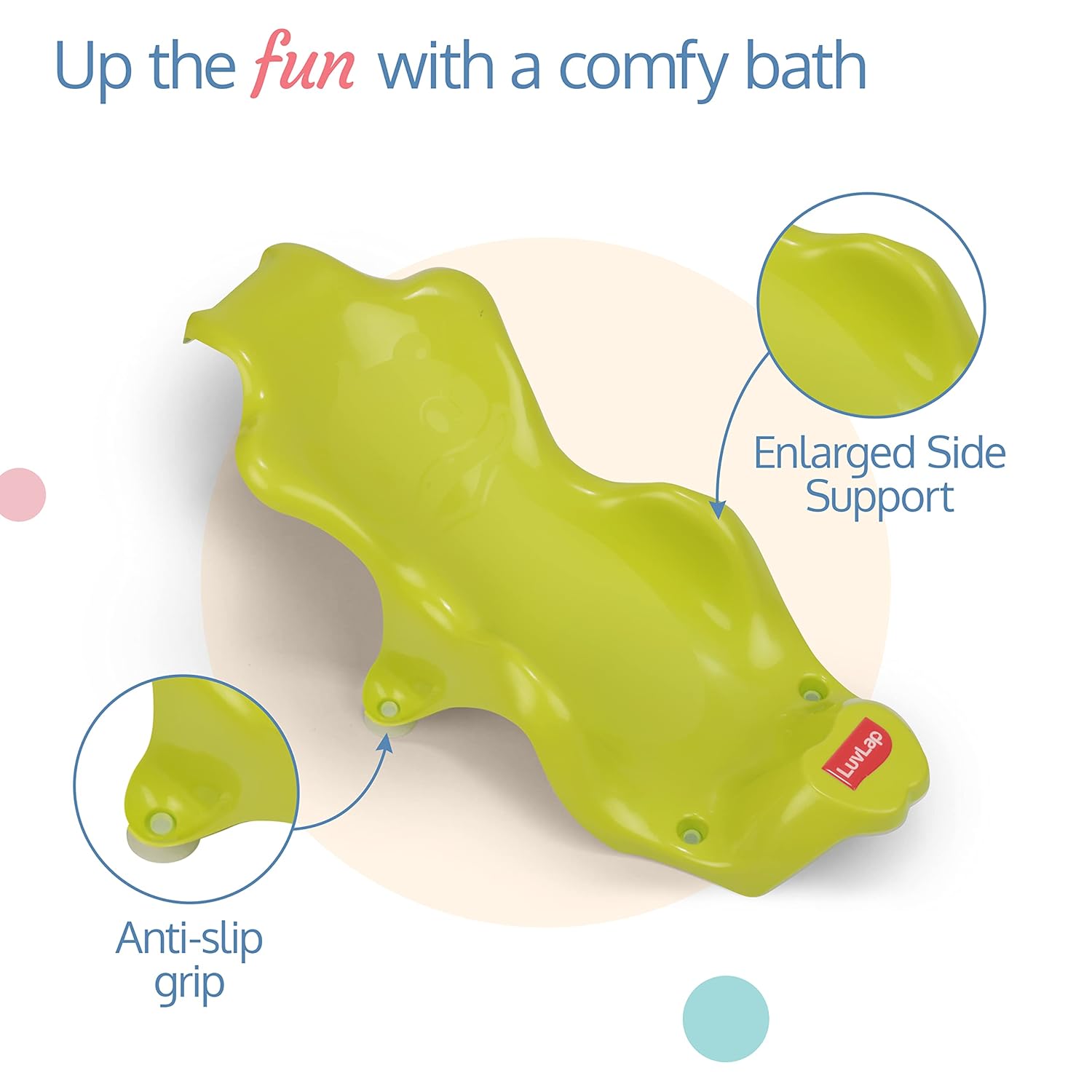 LuvLap Anti Slip Baby Plastic Bath Chair, Baby Bath Seat/Sling with Non Slip Strong Suction Base, Baby Shower, for Infants & Toddlers