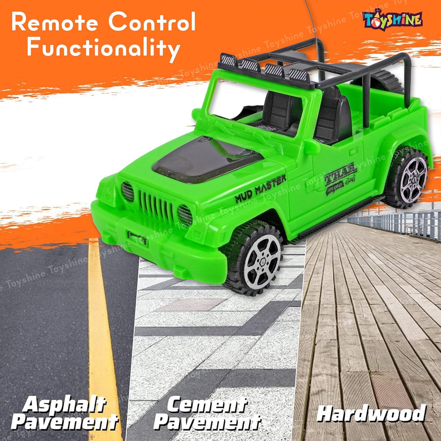 Toyshine 1:18 RC Scale Remote Control Rechargeable Wireless Toy Jeep with Lights